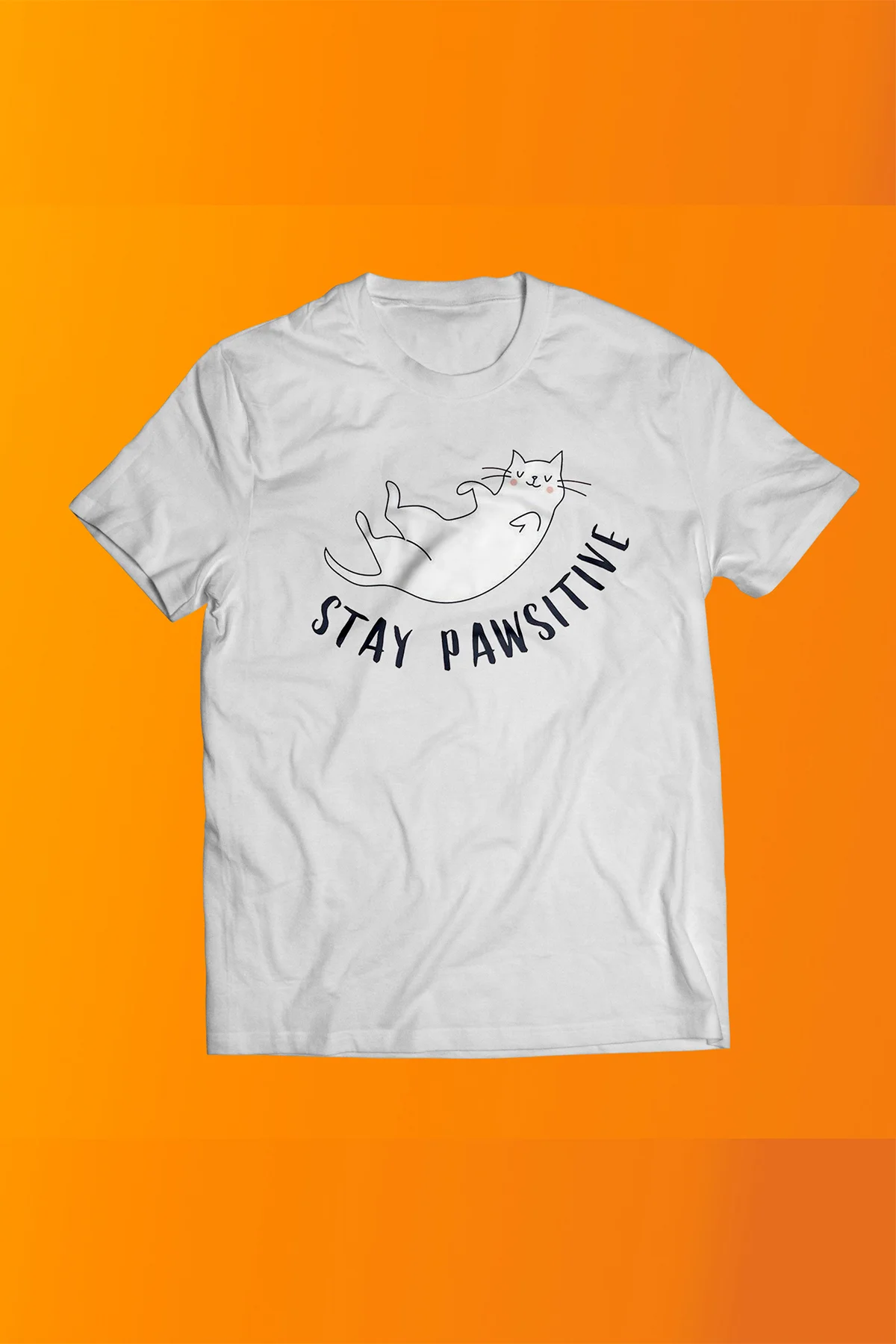 Stay Pawsitive Baskılı %100 Pamuk Oversize T-shirt Büyük Beden Ti