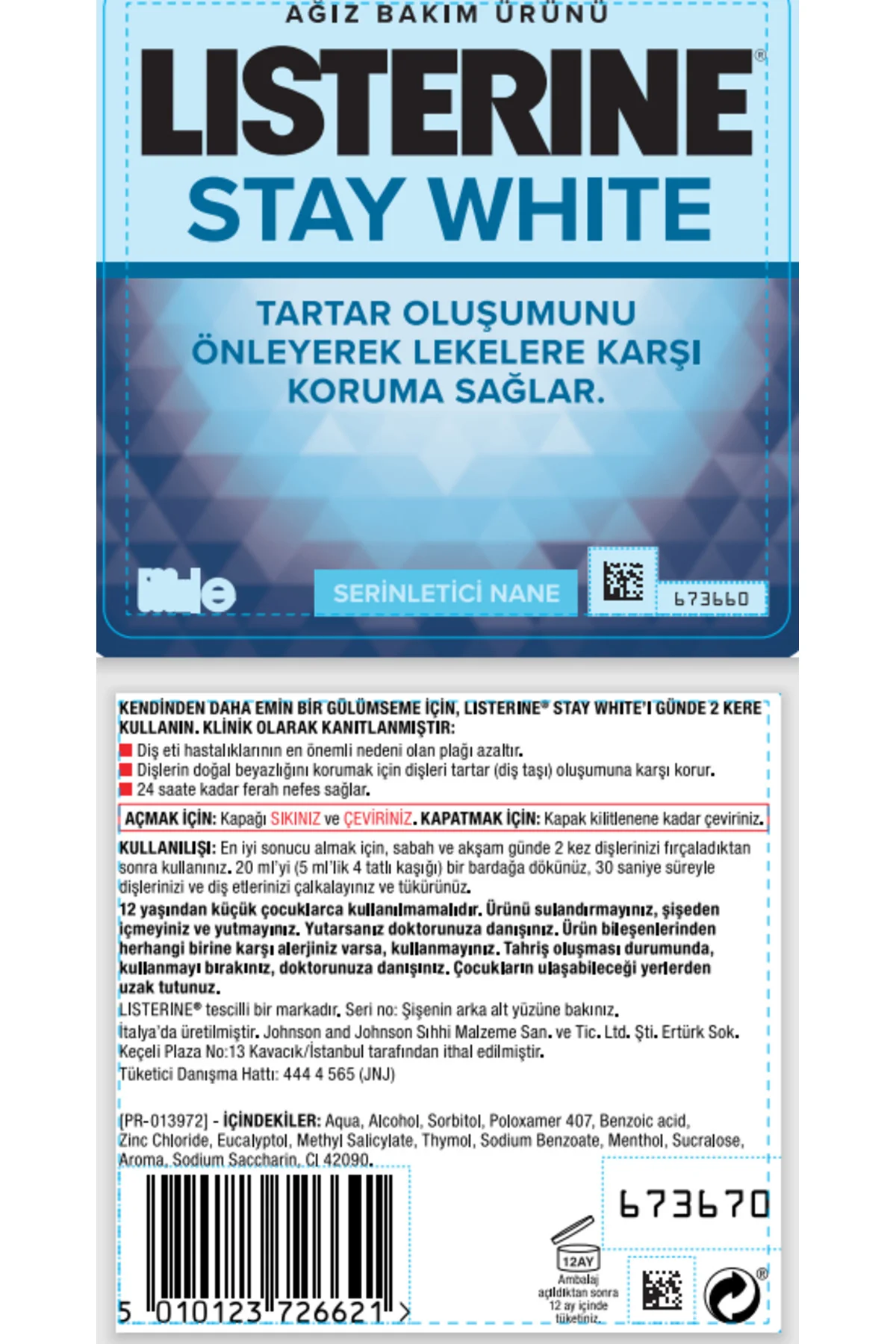 Stay White Ağız Bakım Suyu 500ml