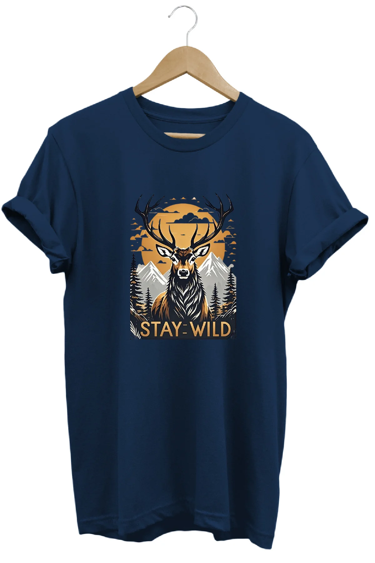Stay Wild Doğa Baskılı %100 Pamuk Regular Fit Bisiklet Yaka T-shirt Stay Wild Doğa Baskılı %100 Pamuk Regular Fit Bisiklet Yaka T-shirt