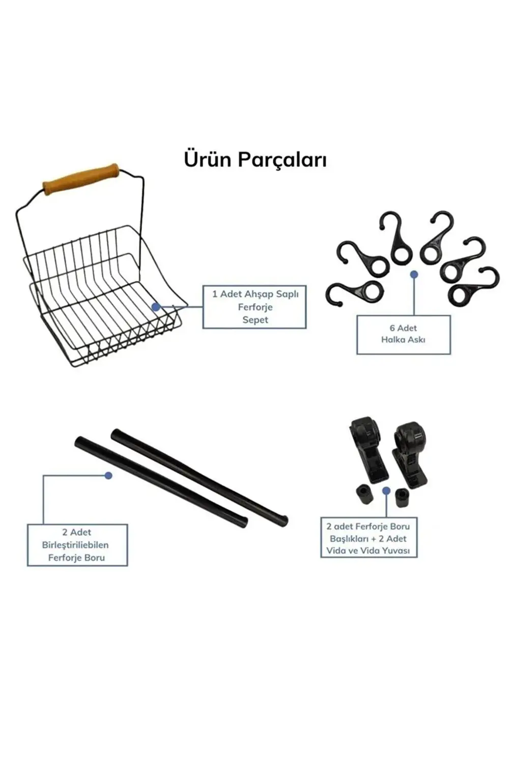 STD Askılı Ve Sepetli Retro Mutfak Seti Klasik