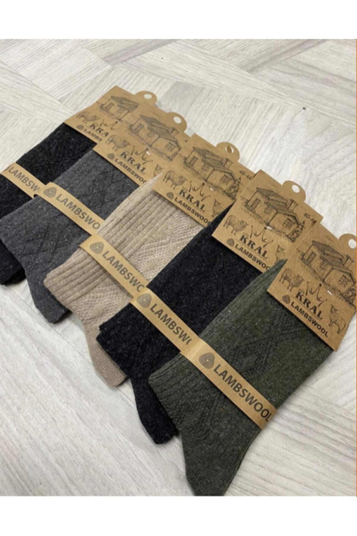 STD Lambswool 5’li Renkli Paket Dikişsiz Yün Erkek Çorap Klasik