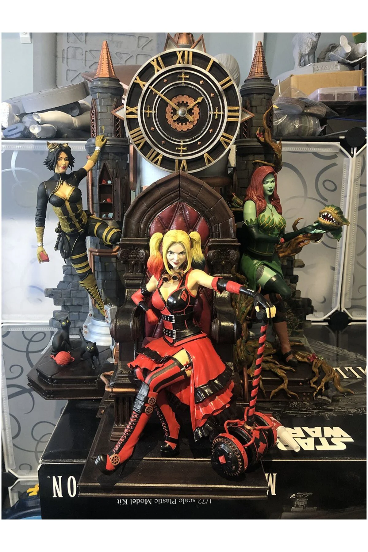 Steampunk Gotham City Harley Quinn Poison Ivy Catwoman Obje Büyük Boy 25CM