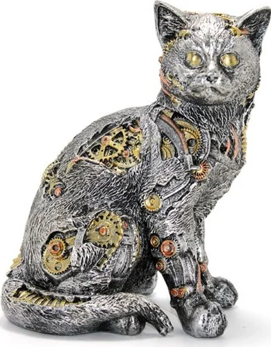 Steampunk Polyester Kedi Figürü Model 1