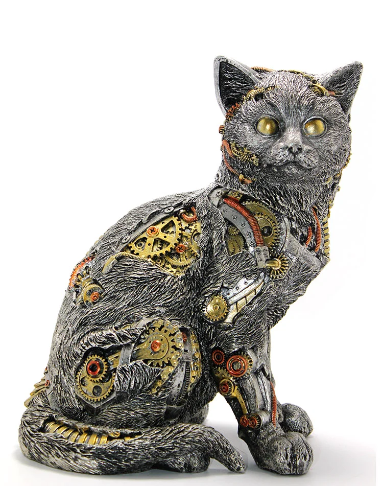 Steampunk Tarzı Polyester Kedi Figürü Model 2