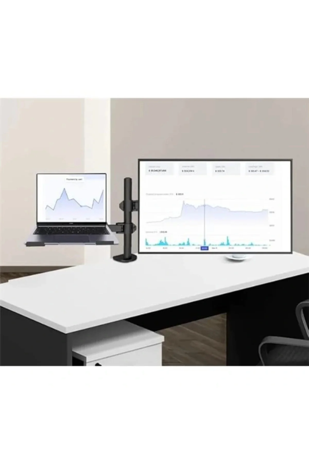 Steel 2 8 Kg Çift Kol Asansörlü 17" 32" Monitör&10 17" Laptop Sta