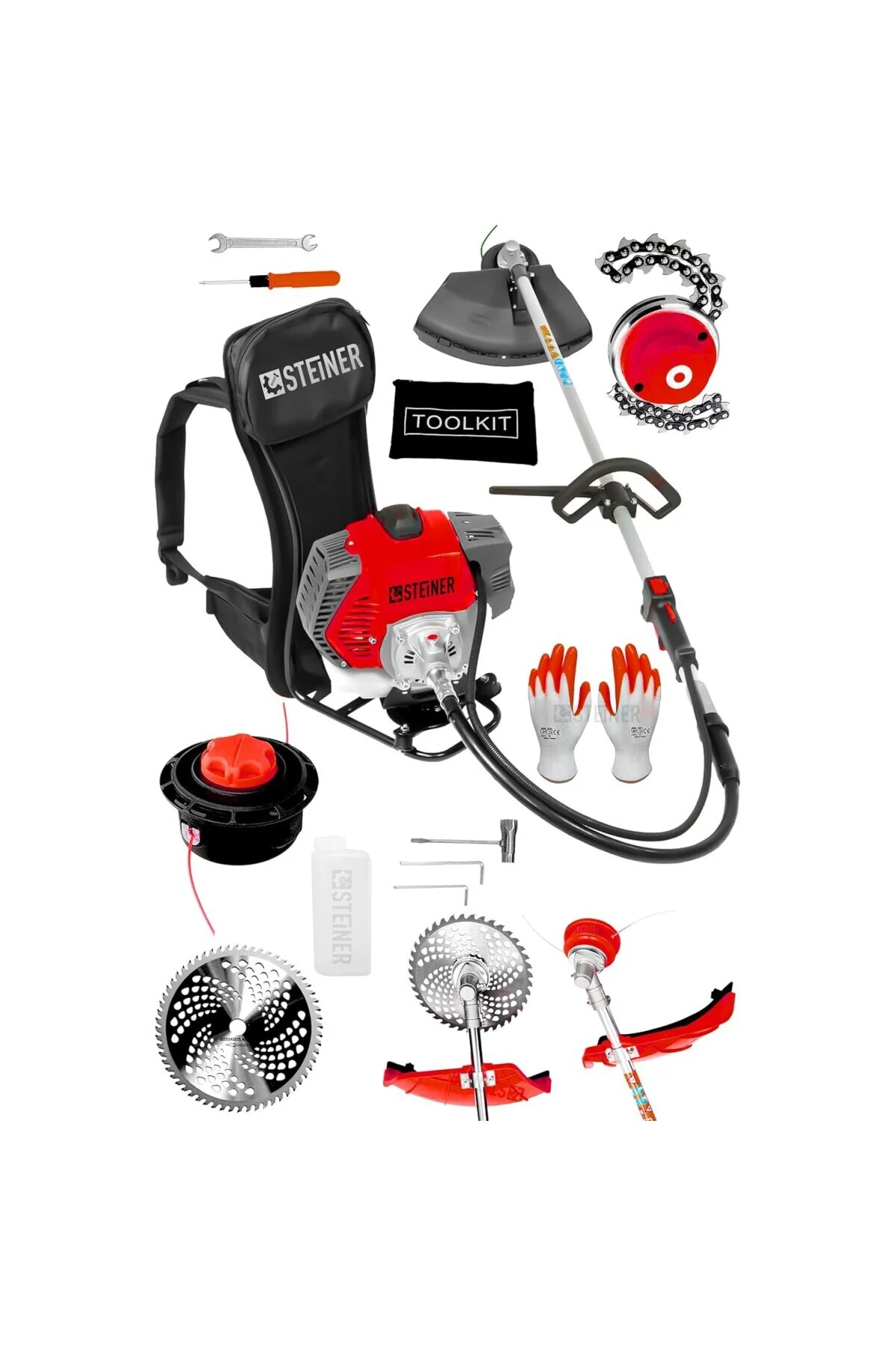 Steiner Alman 16 Hp Tam Profesyonel Sırt Tipi Benzinli Tırpan Ot 