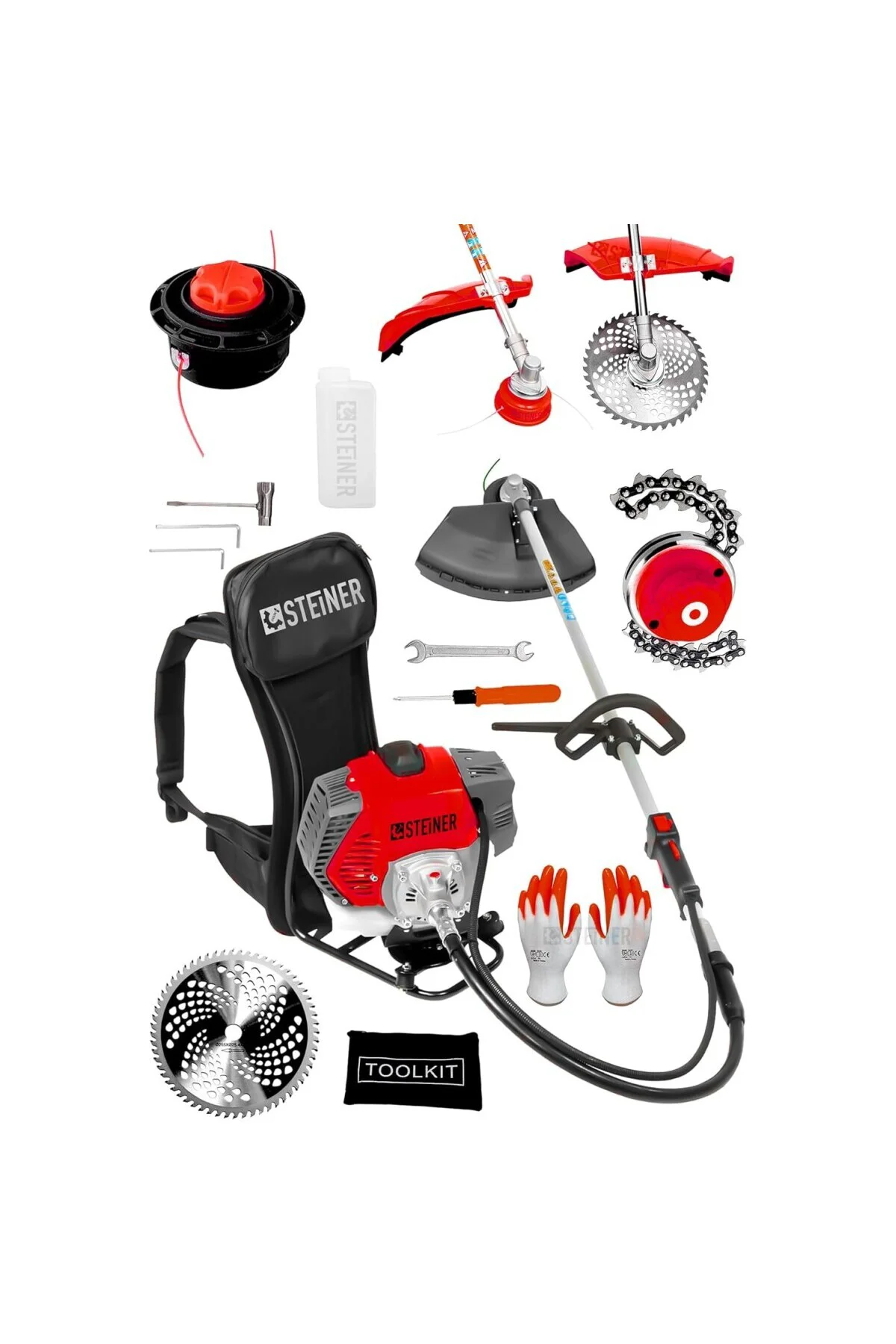 Steiner Alman 16 Hp Tam Profesyonel Sırt Tipi Benzinli Tırpan Ot 
