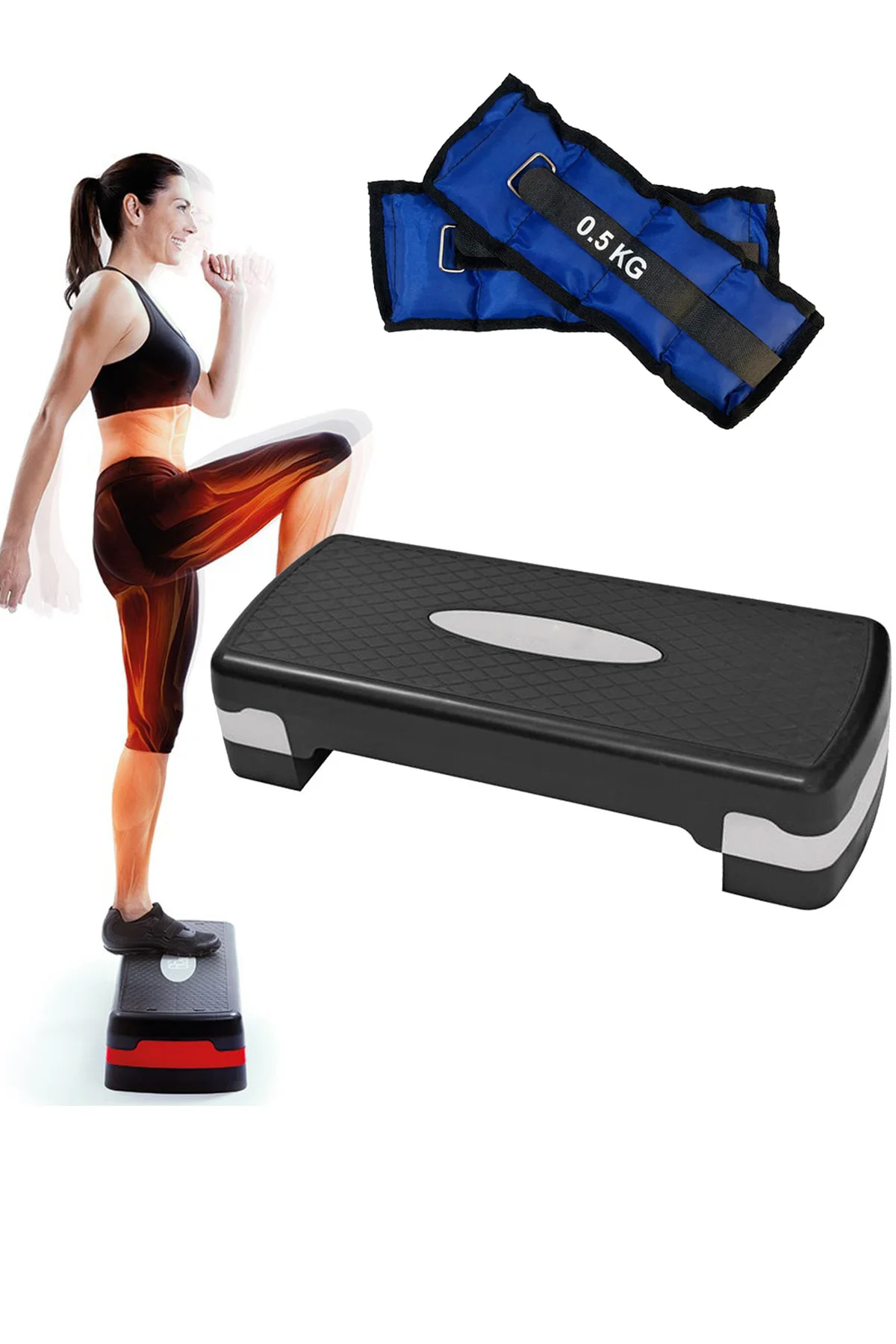 Step Tahtası 2 Kademeli iki Kademeli Step Spor Aleti, 0.5Kgx2Adet