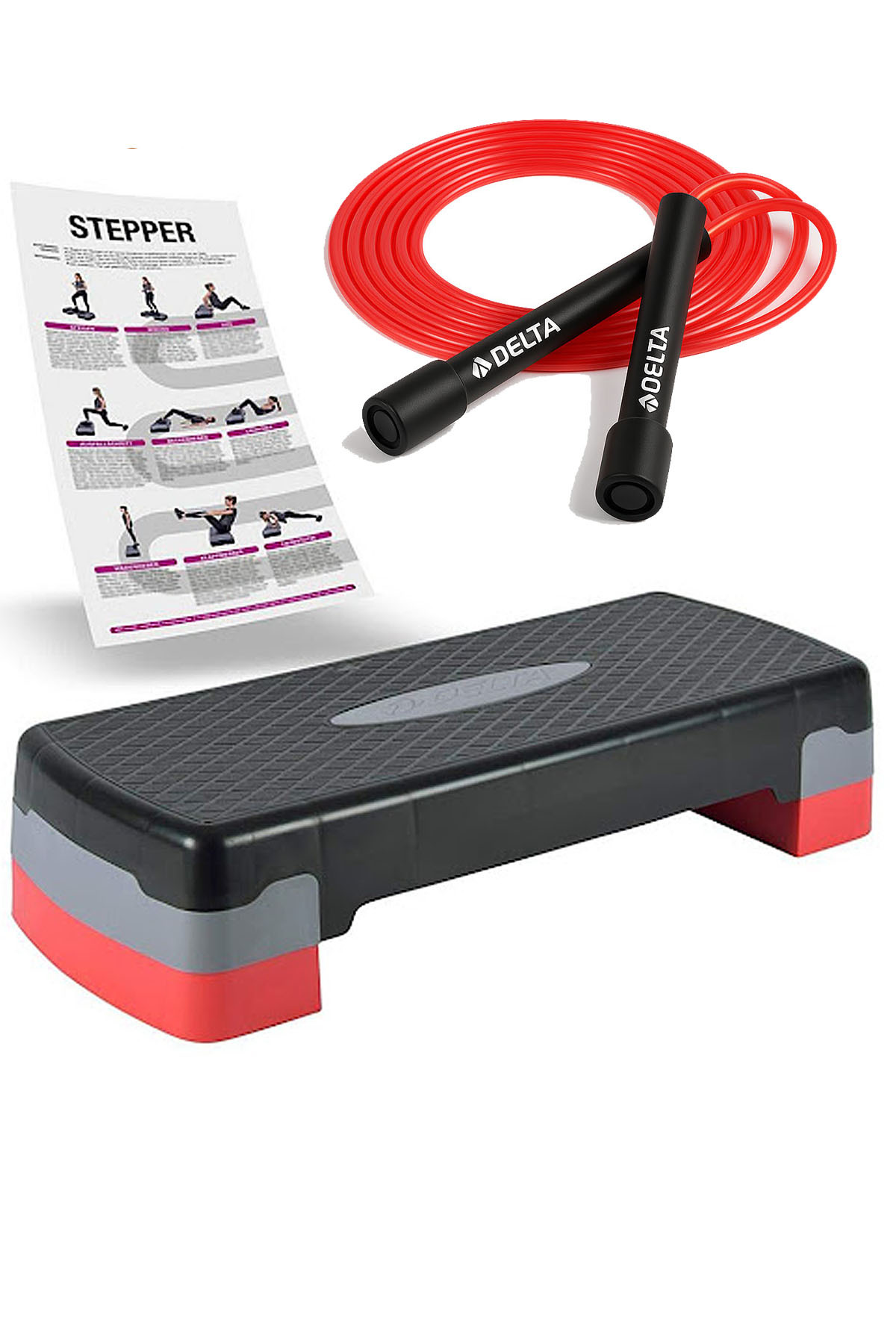 Delta Step Tahtasi 2 Kademeli Ve Atlama İpi | Aerobik Kardiyo Egzersiz,