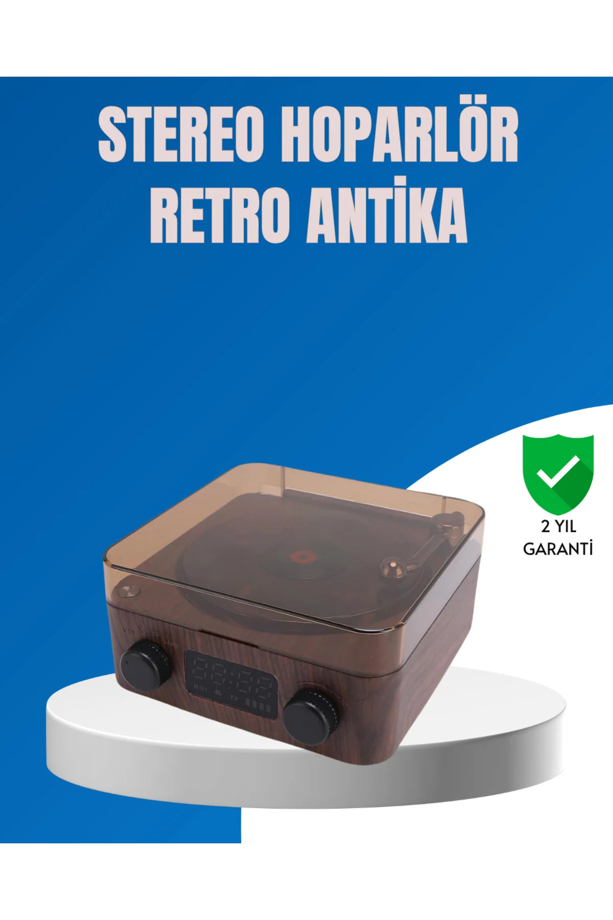 Stereo Bluetooth Hoparlör – Gece Lambalı ve Saat Göstergeli