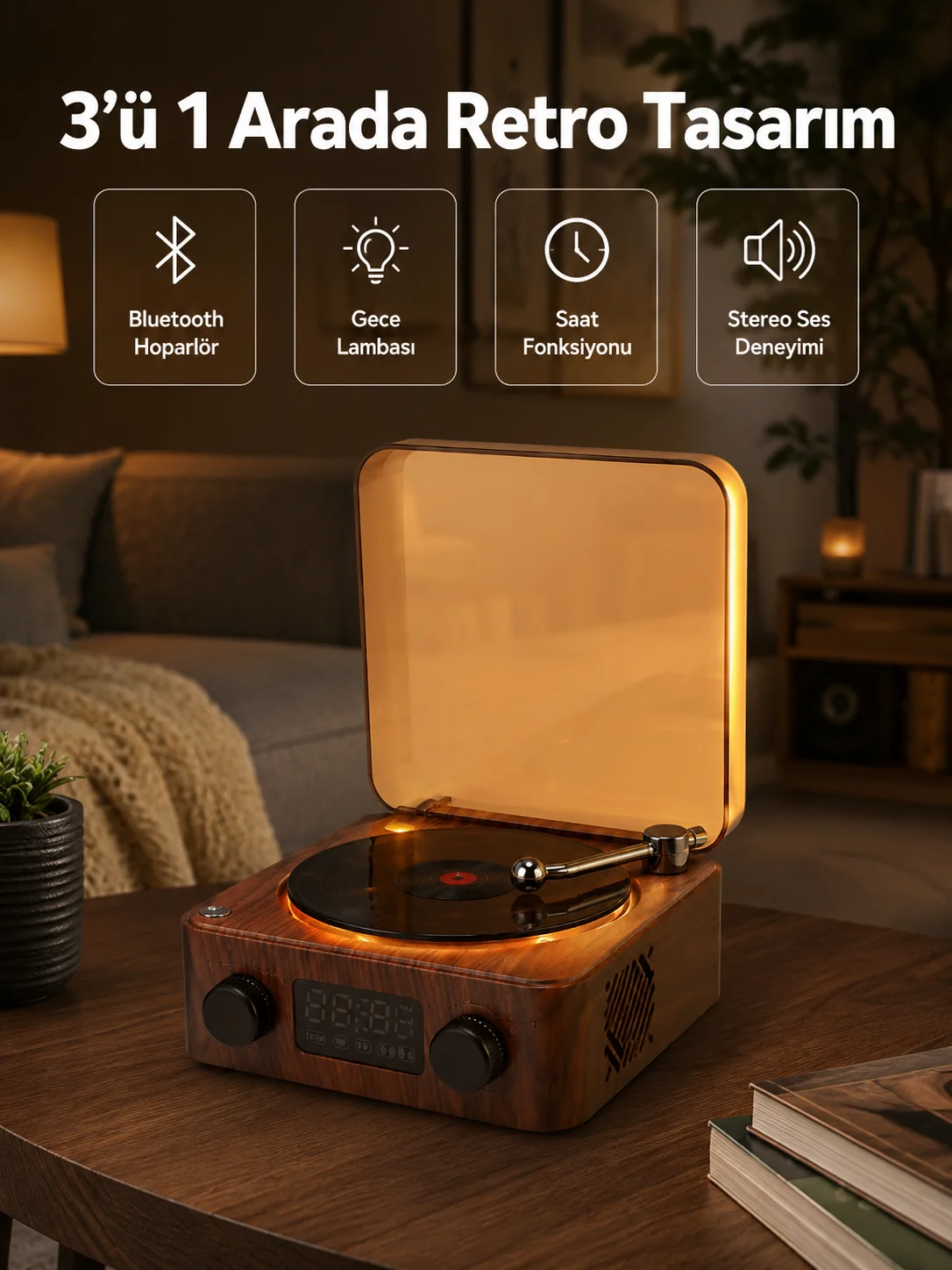 Stereo Bluetooth Hoparlör – Gece Lambalı ve Saat Göstergeli Yeni Nesil Stereo Bluetooth Hoparlör – Gece Lambalı ve Saat Göstergeli Yeni Nesil