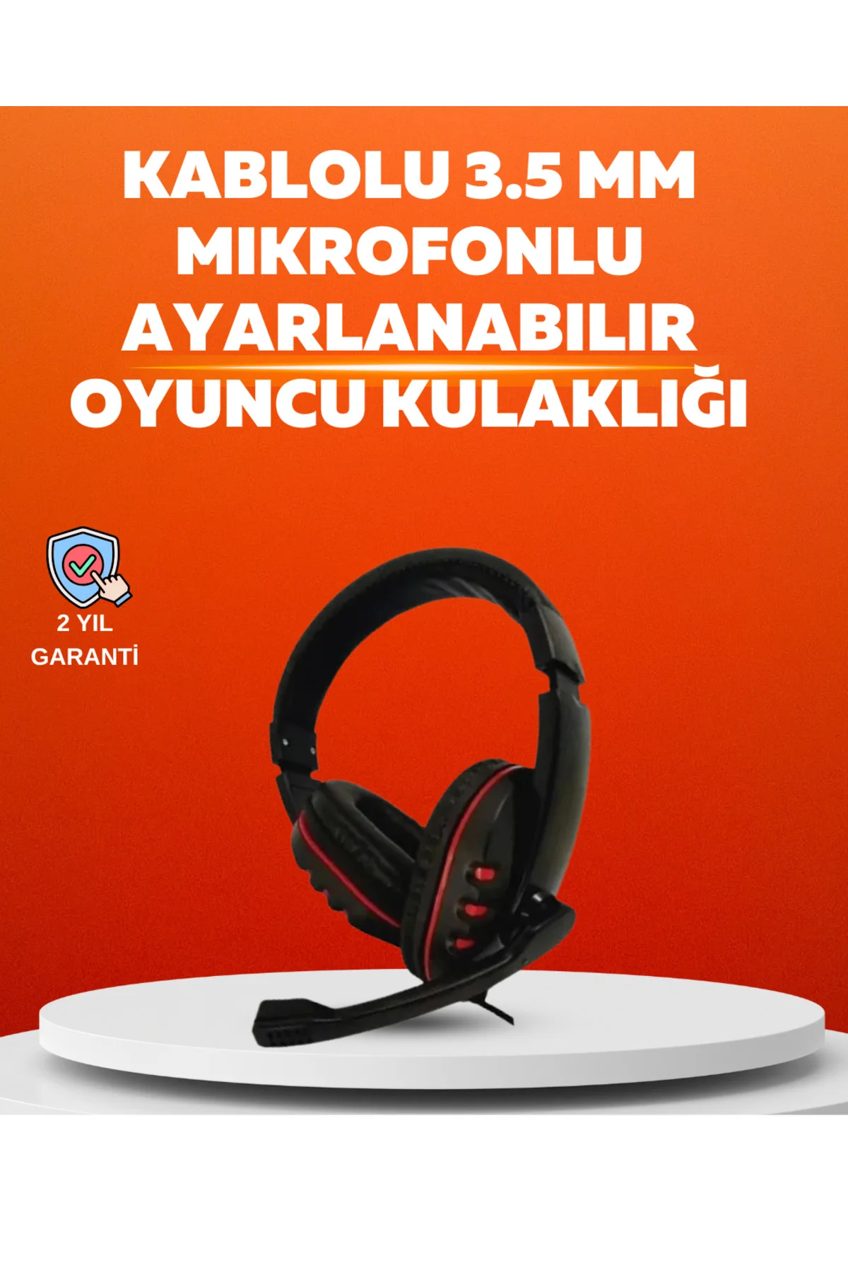 Stereo KırmızıKulaklığı Yumuşak Pedli Mikrofonlu