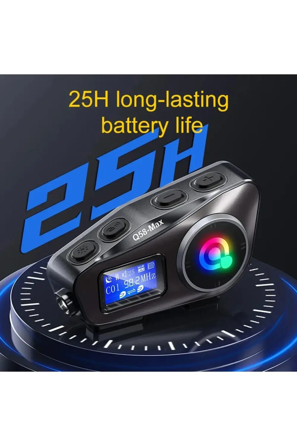 Stereo Mp3 FM Radyo 500 Mt Intercom 2 Eşleşmeli Kask Kulaklık Su 