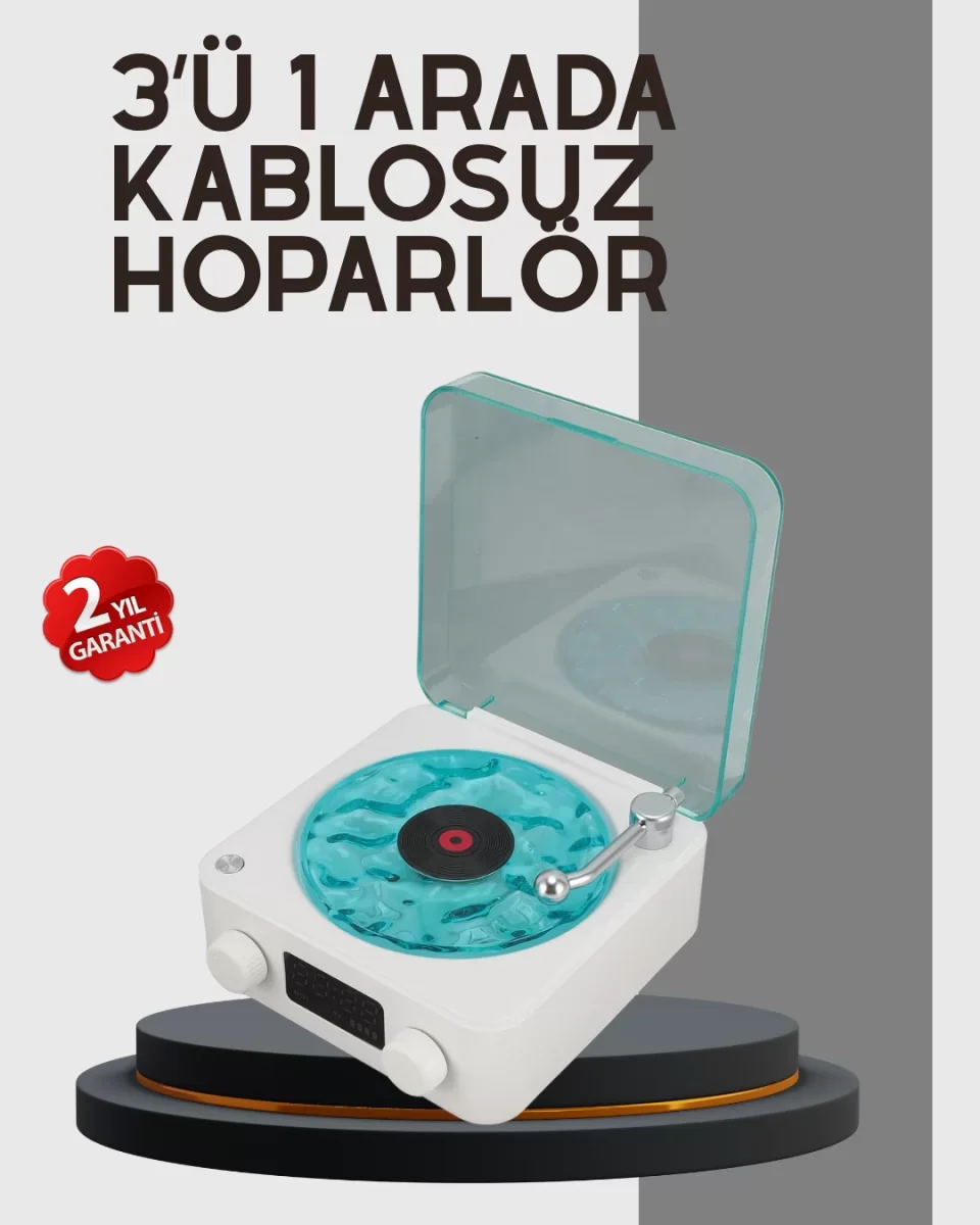 Stereo Sesli Gece Lambalı Bluetooth Hoparlör – Şık Vintage Tasarı