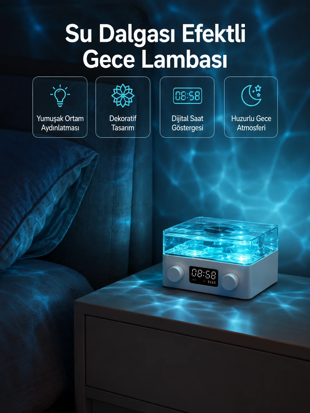 Stereo Sesli Gece Lambalı Bluetooth Hoparlör – Şık Vintage Tasarım