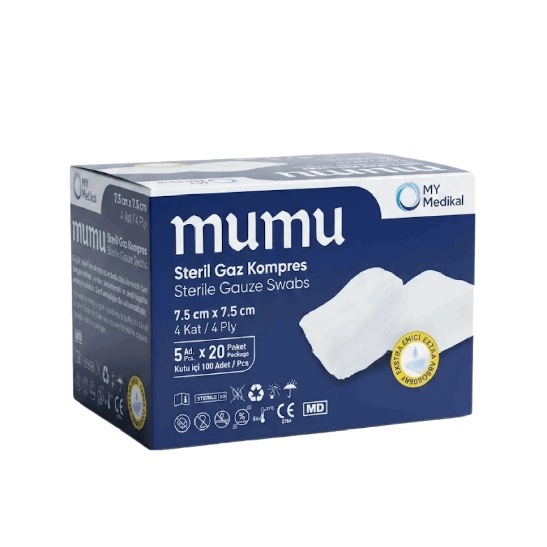 Steril Gaz Kompres 7.5x7.5 cm 4 Kat – 100 Adet (20 Paket)