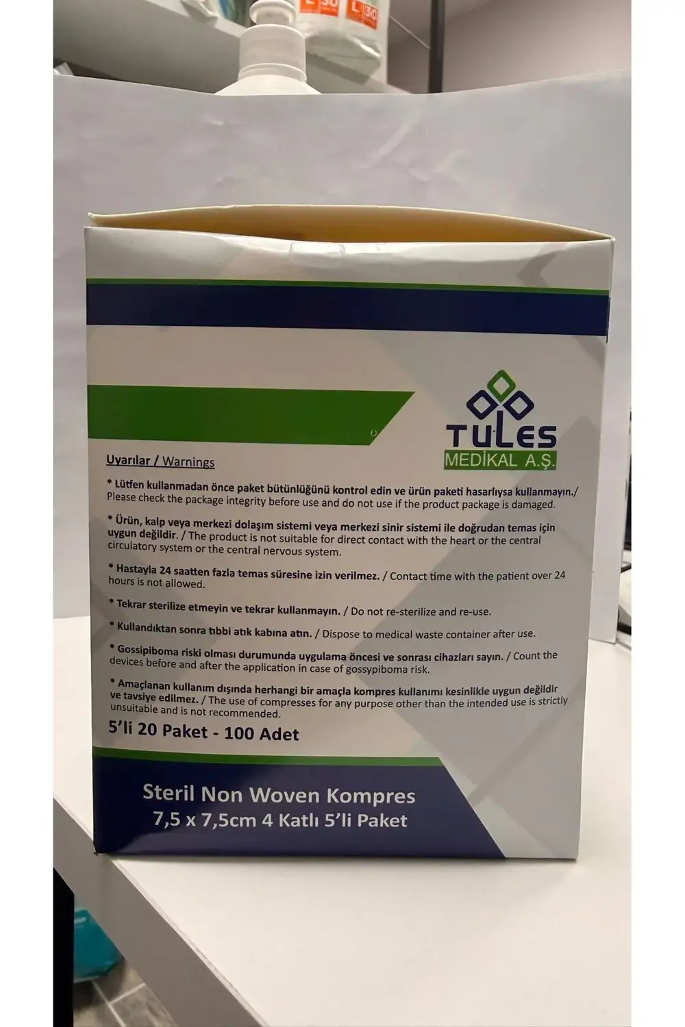 STERİL GAZLI KOMPRES 7.5X7.5 CM 100'LÜ