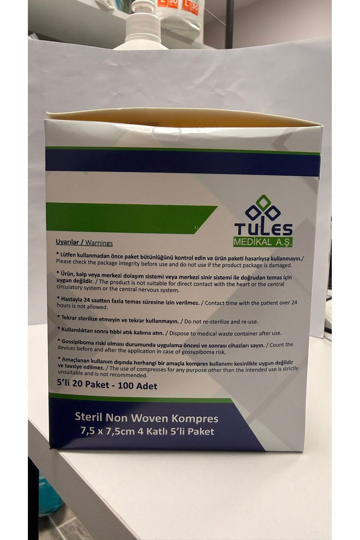 STERİL GAZLI KOMPRES 7.5X7.5 CM 100'LÜ