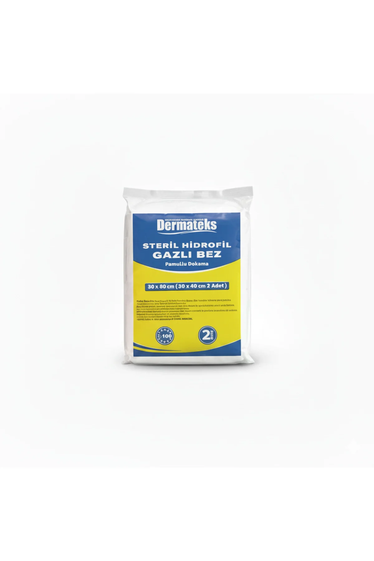 STERİL HİDROFİL GAZLI BEZ 30X80CM (2 ADET 30X40CM) EMİCİ SPANÇ - 5 ADET