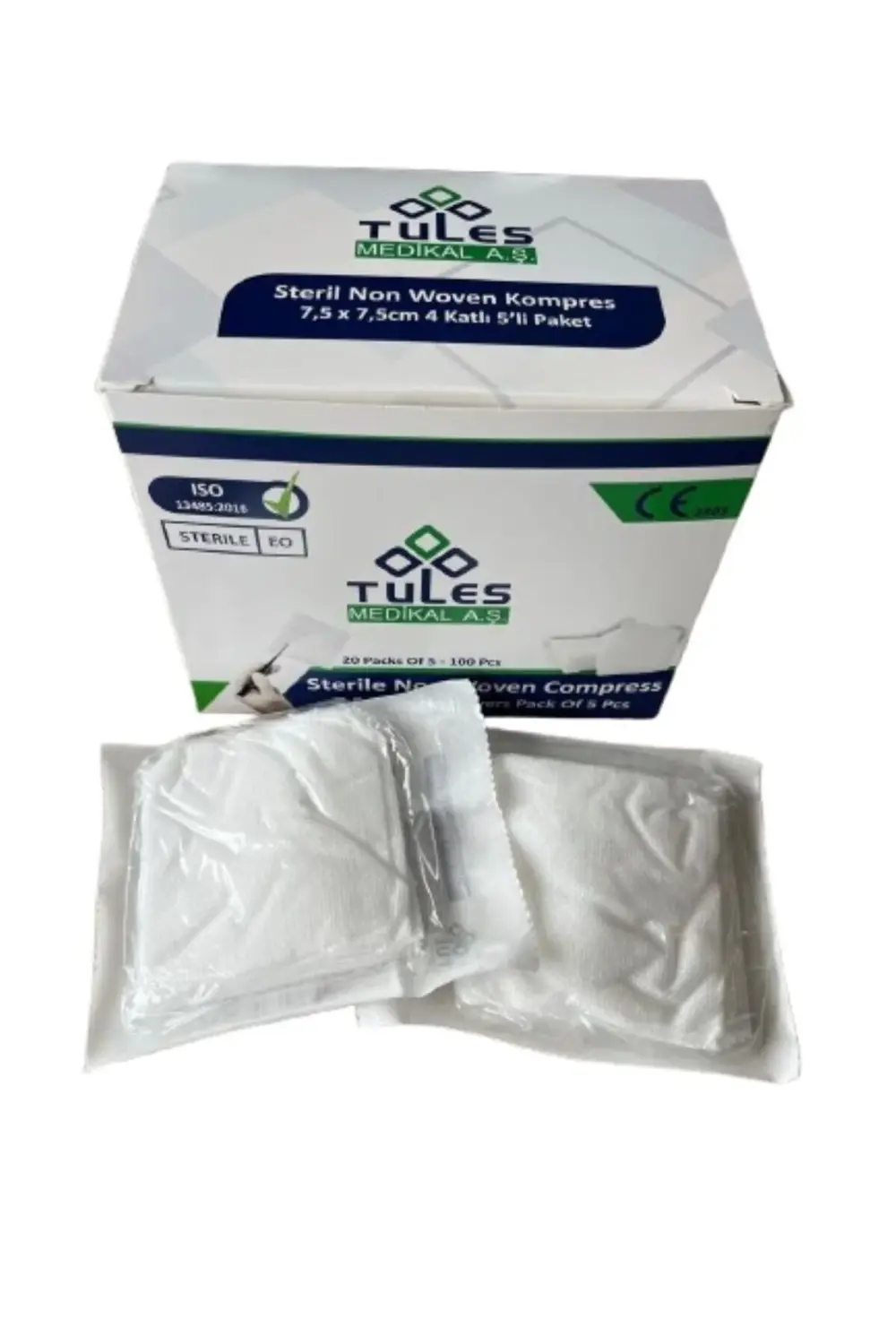Steril Non Woven Kompres Spanç 7,5 X 7,5cm 4 Katlı 5 'li 20 Paket