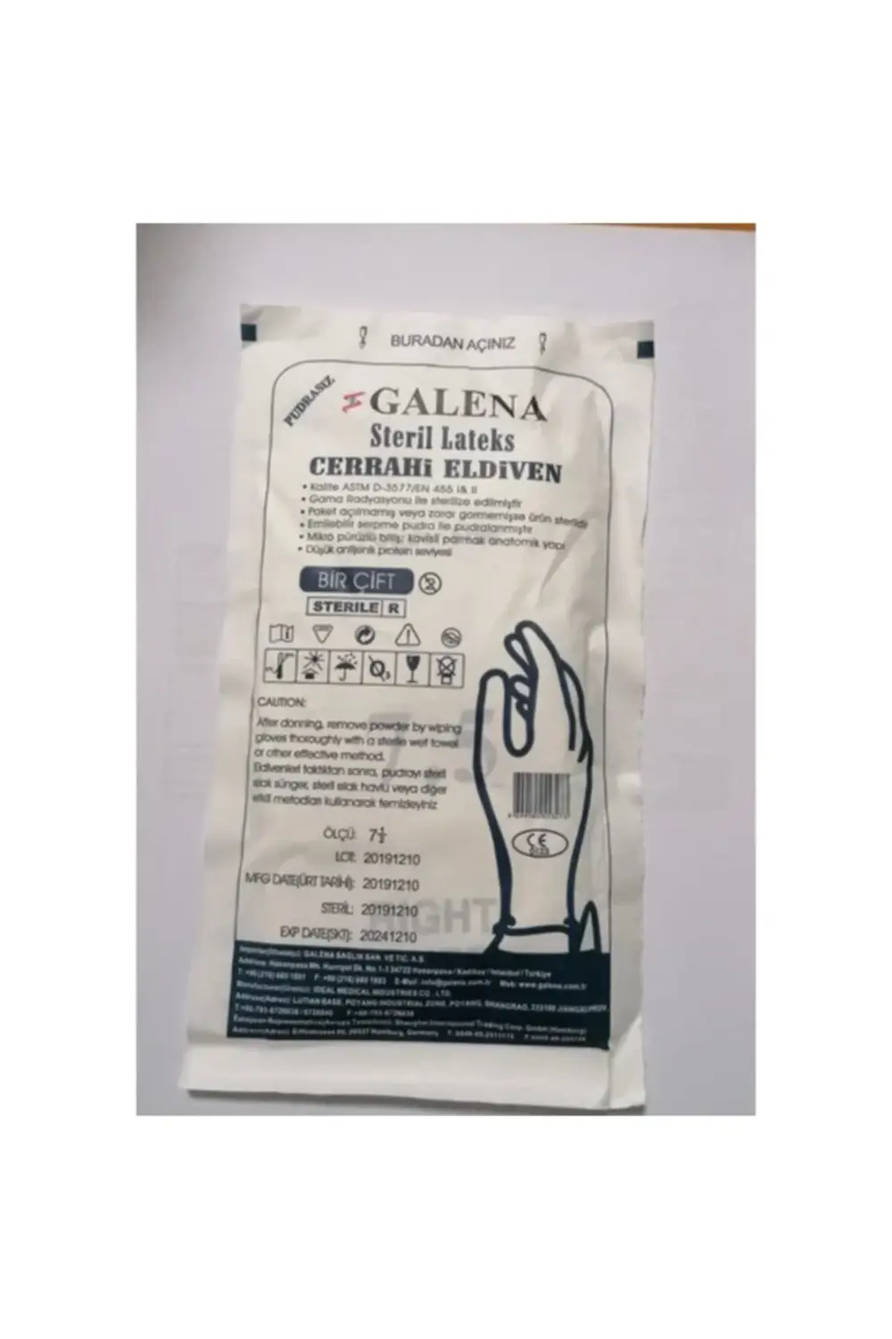Steril Pudrasız Lateks Eldiven 50'lik Kutu