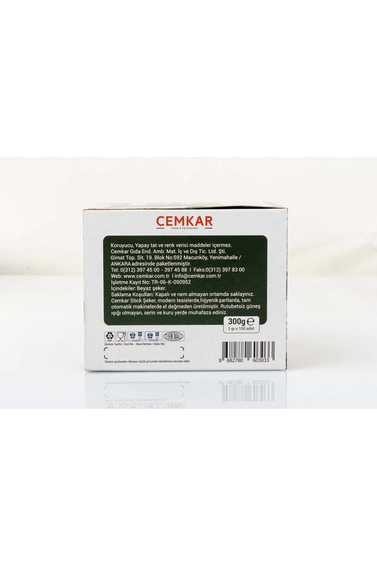 Stick Beyaz Şeker 3gr X 100 Adet X 300gr
