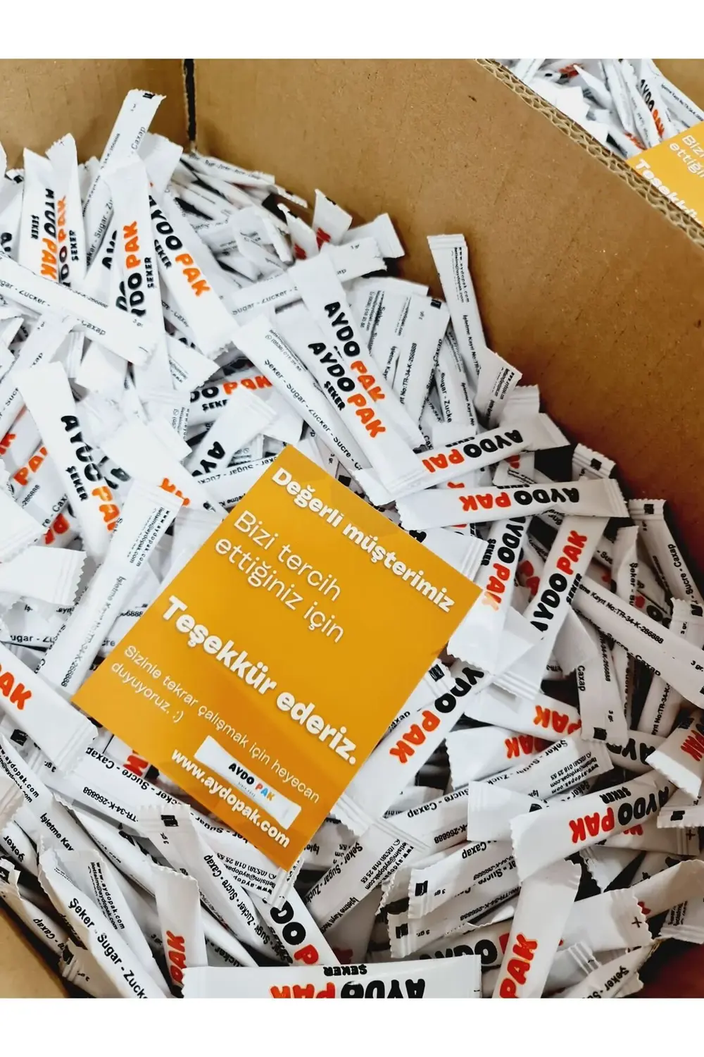 stick beyaz şeker 3gr ort. 2000 adet/net 6 kg mat kağıt