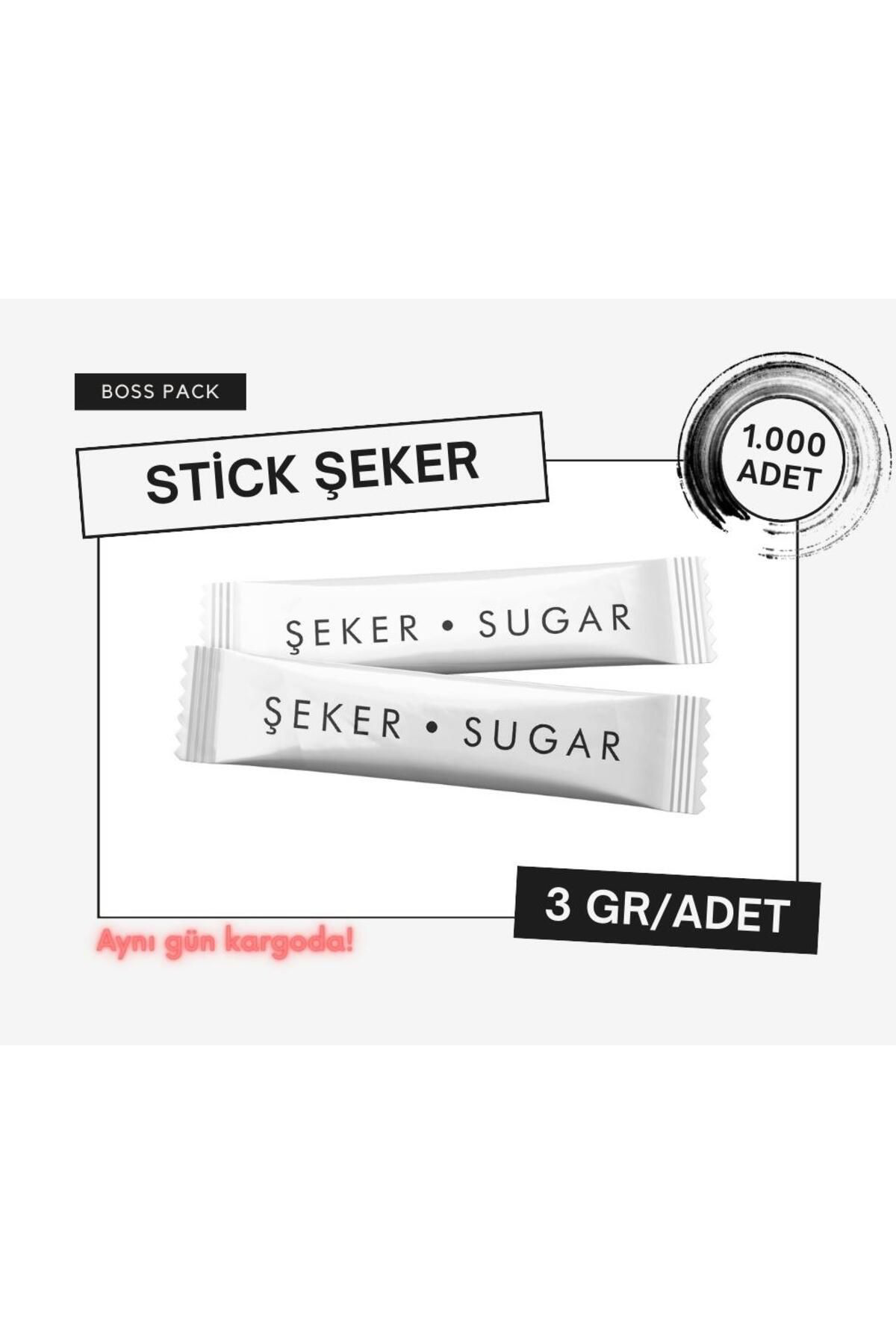 Bosspack Stick Beyaz Toz Şeker (3 Gr/Adet) - 1.000 Adet