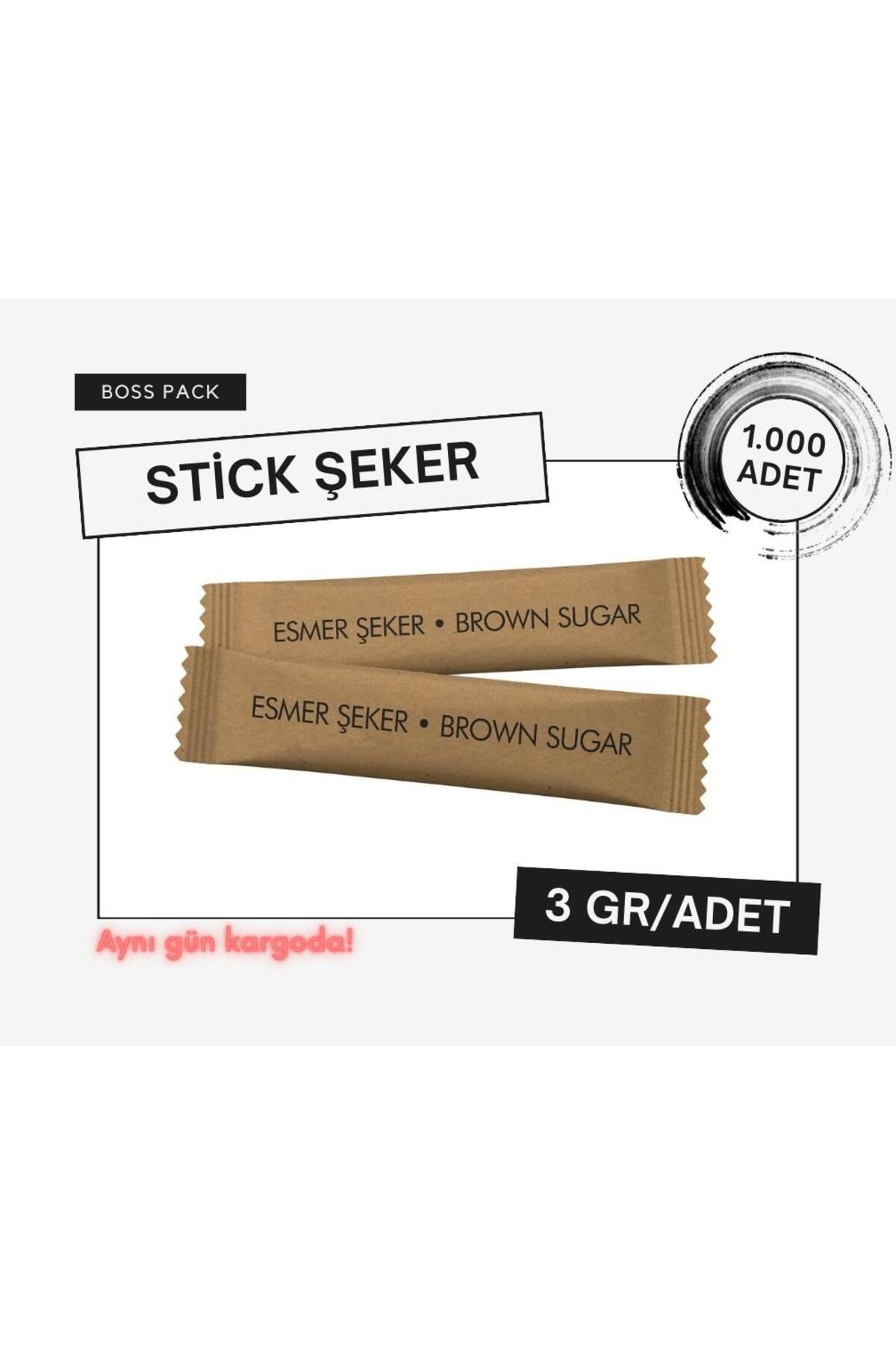 Bosspack Stick Esmer Toz Şeker (3 Gr/Adet) - 1.000 Adet