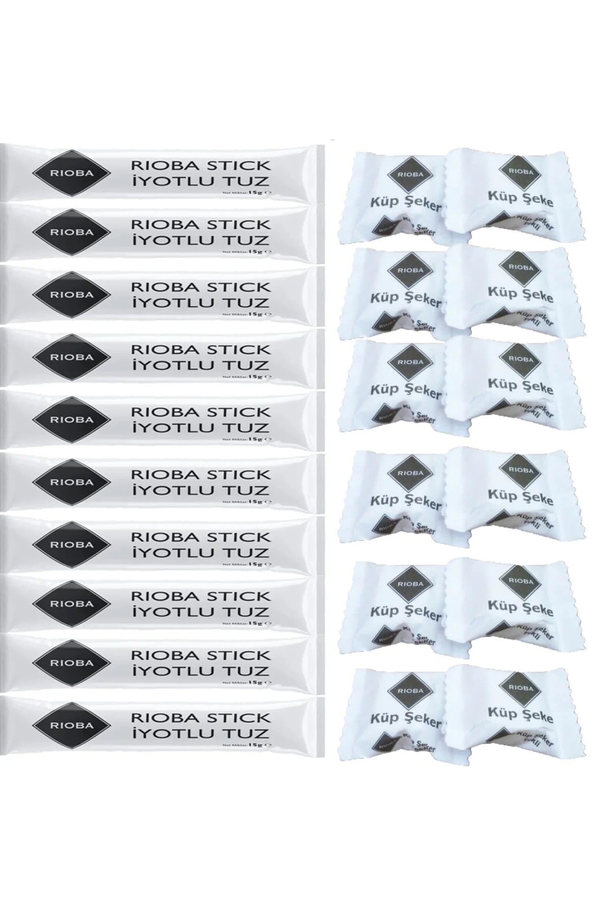 Stick İyotlu Sofra Tuzu 1,50 Gram + Tek Sargı Küp Şeker 200 Adet