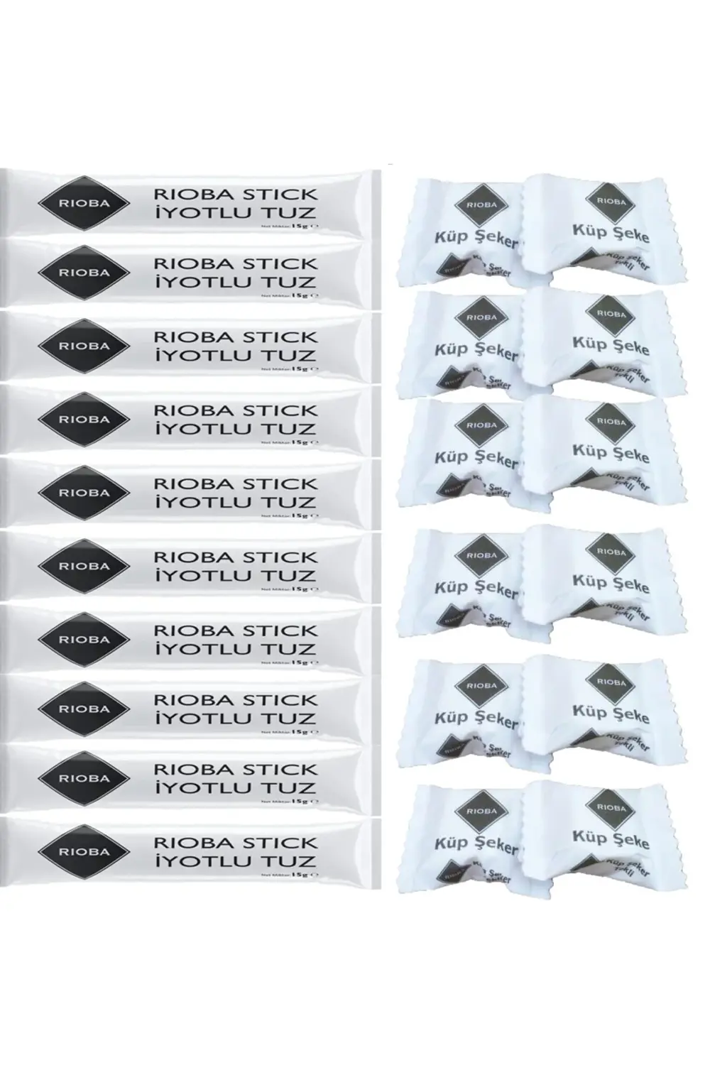 Stick İyotlu Sofra Tuzu 1,50 Gram + Tek Sargı Küp Şeker 300 Adet