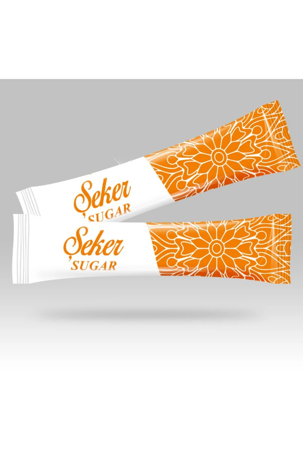 Stick Şeker Özel Üretim Desenli Tasarım B (Turuncu Beyaz) X 100'l