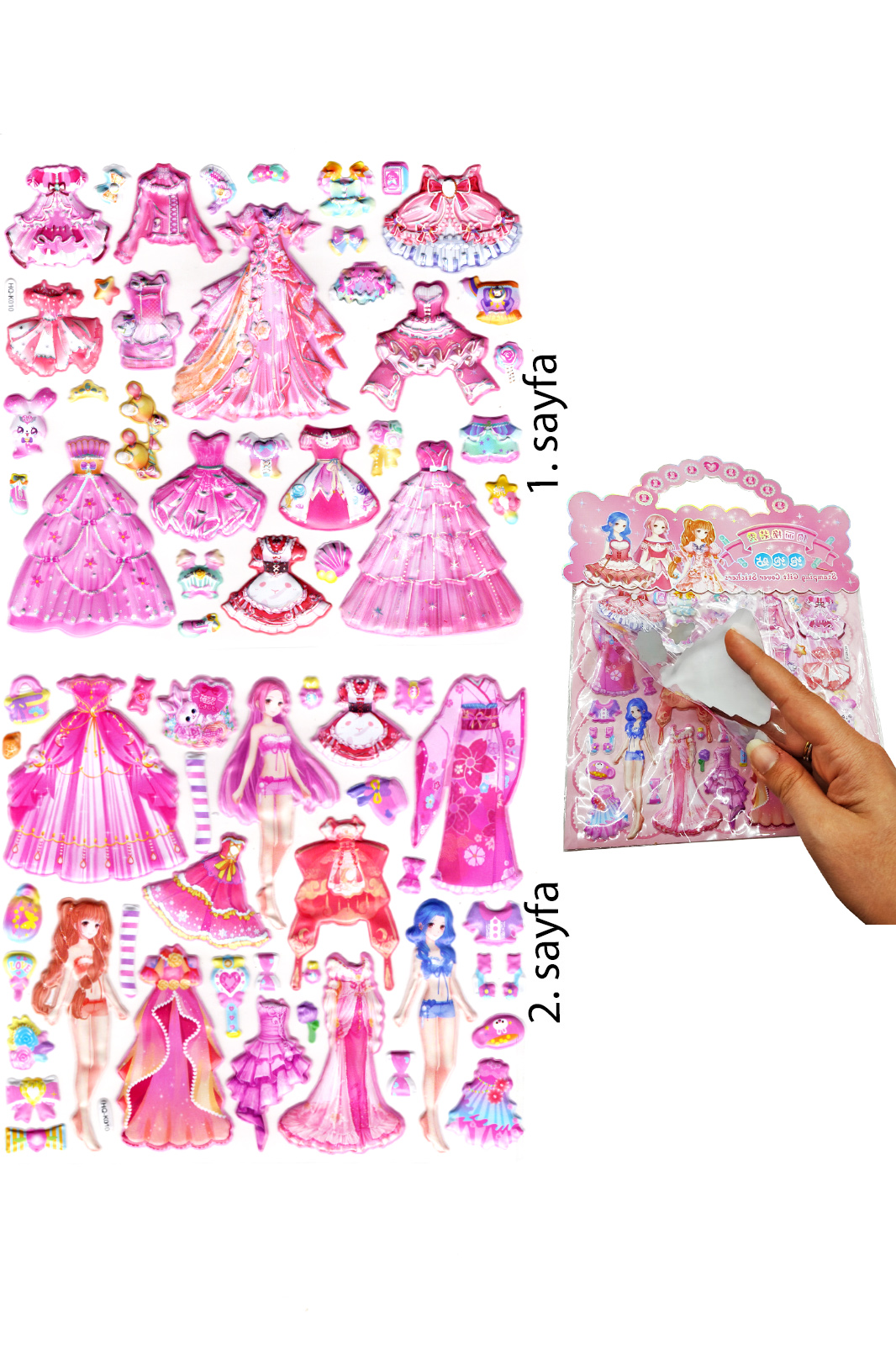 Sticker Kabartmalı Çantalı iki Sayfalı Sticker Seti (HQK010) - 21 Sticker Kabartmalı Çantalı iki Sayfalı Sticker Seti (HQK010) - 21