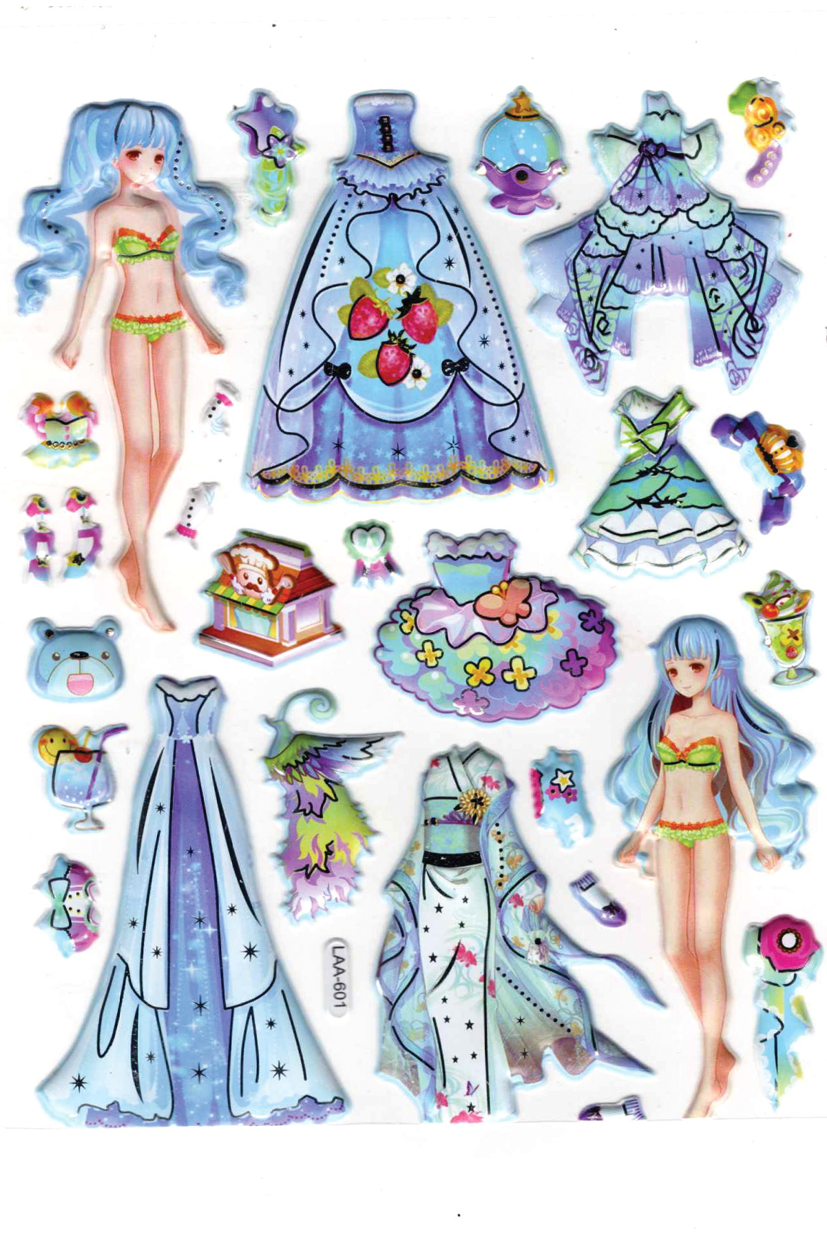 Sticker Kabartmalı Stiker Çıkartma Etiket (LAA601)-14x18 cm- Mavi
