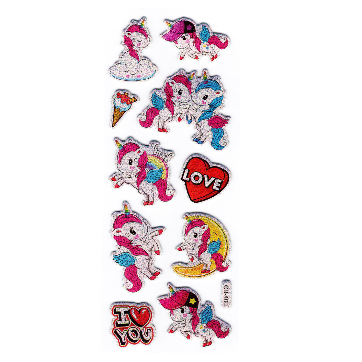 Sticker Kabartmalı Stiker Defter, Planlayıcı Etiket Unicorn Dondu