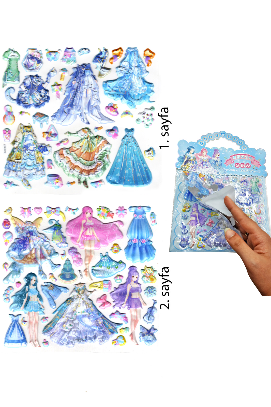 Sticker Kabartmalı Çantalı iki Sayfalı Sticker Seti (HQK016) - 21 Sticker Kabartmalı Çantalı iki Sayfalı Sticker Seti (HQK016) - 21