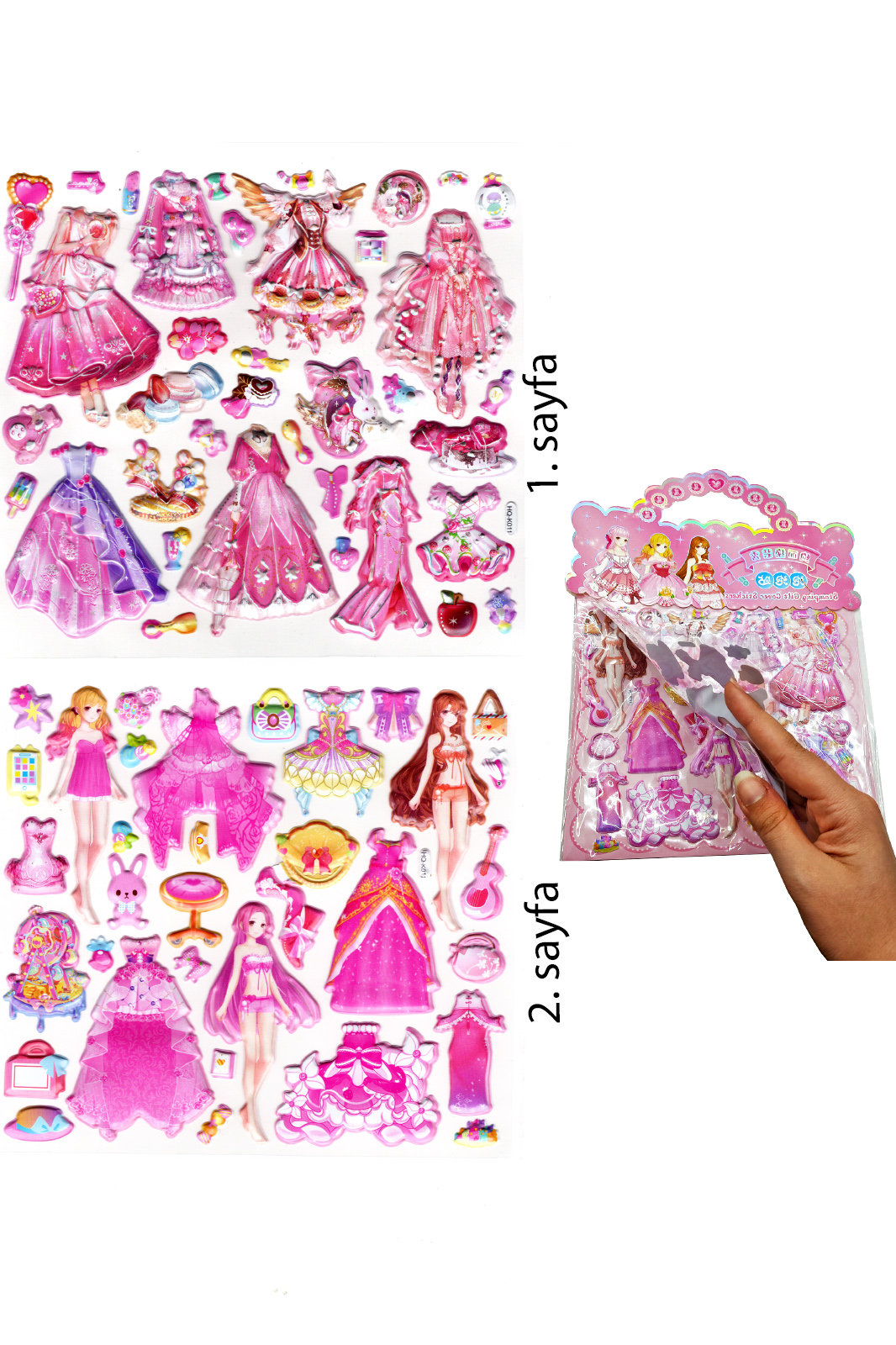 Sticker Kabartmalı Çantalı iki Sayfalı Sticker Seti (HQK011) - 21 Sticker Kabartmalı Çantalı iki Sayfalı Sticker Seti (HQK011) - 21