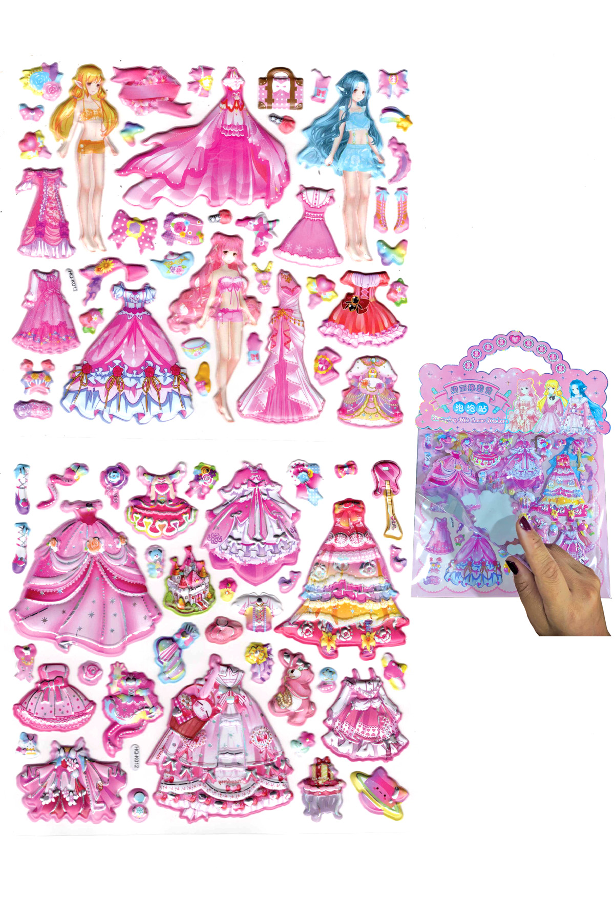 Sticker Kabartmalı Çantalı iki Sayfalı Sticker Seti (HQK012) - 21 Sticker Kabartmalı Çantalı iki Sayfalı Sticker Seti (HQK012) - 21