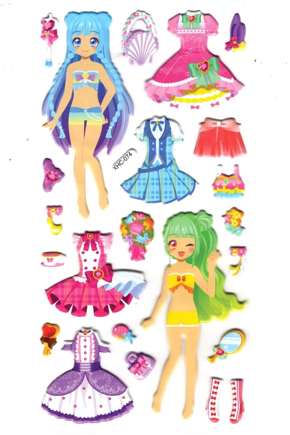 Sticker Kabartmalı Stiker Çıkartma Etiket (XHC074)-18x9 cm- Renkl