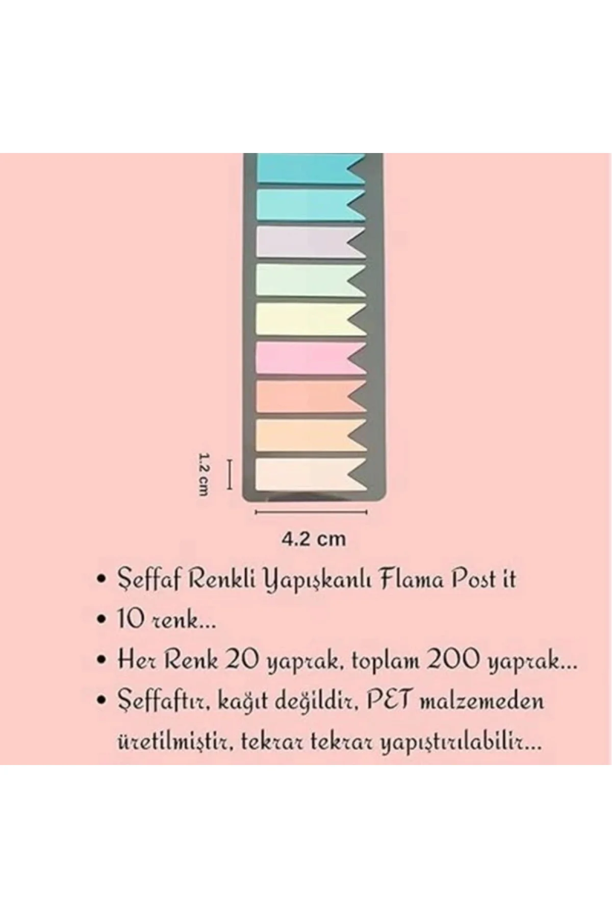 Sticky Notes Şeffaf Renkli Yapışkan Not Kağıtları FLAMA