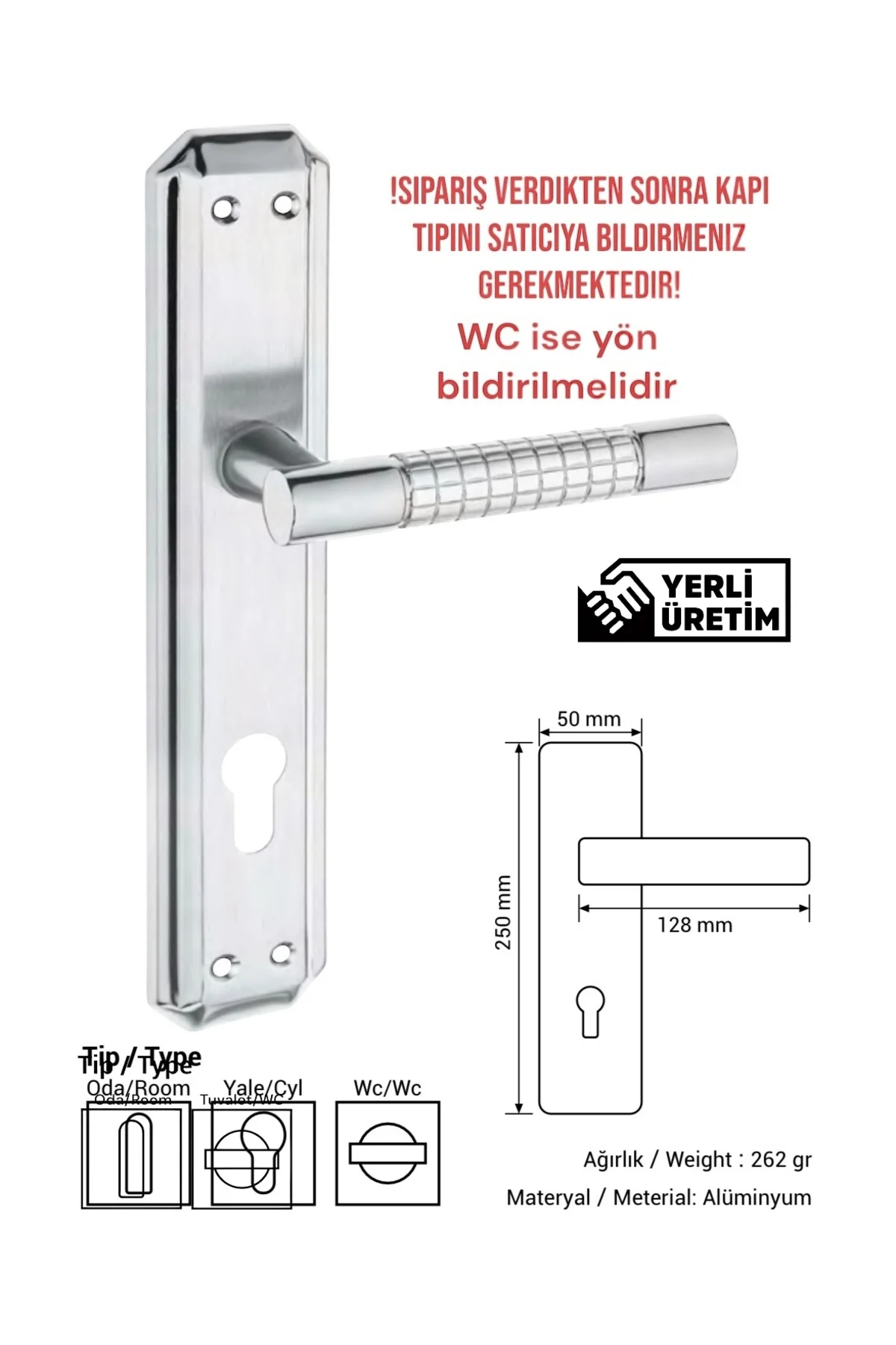 STİL LALE AYNALI NİKEL-SATEN KAPI KOLU