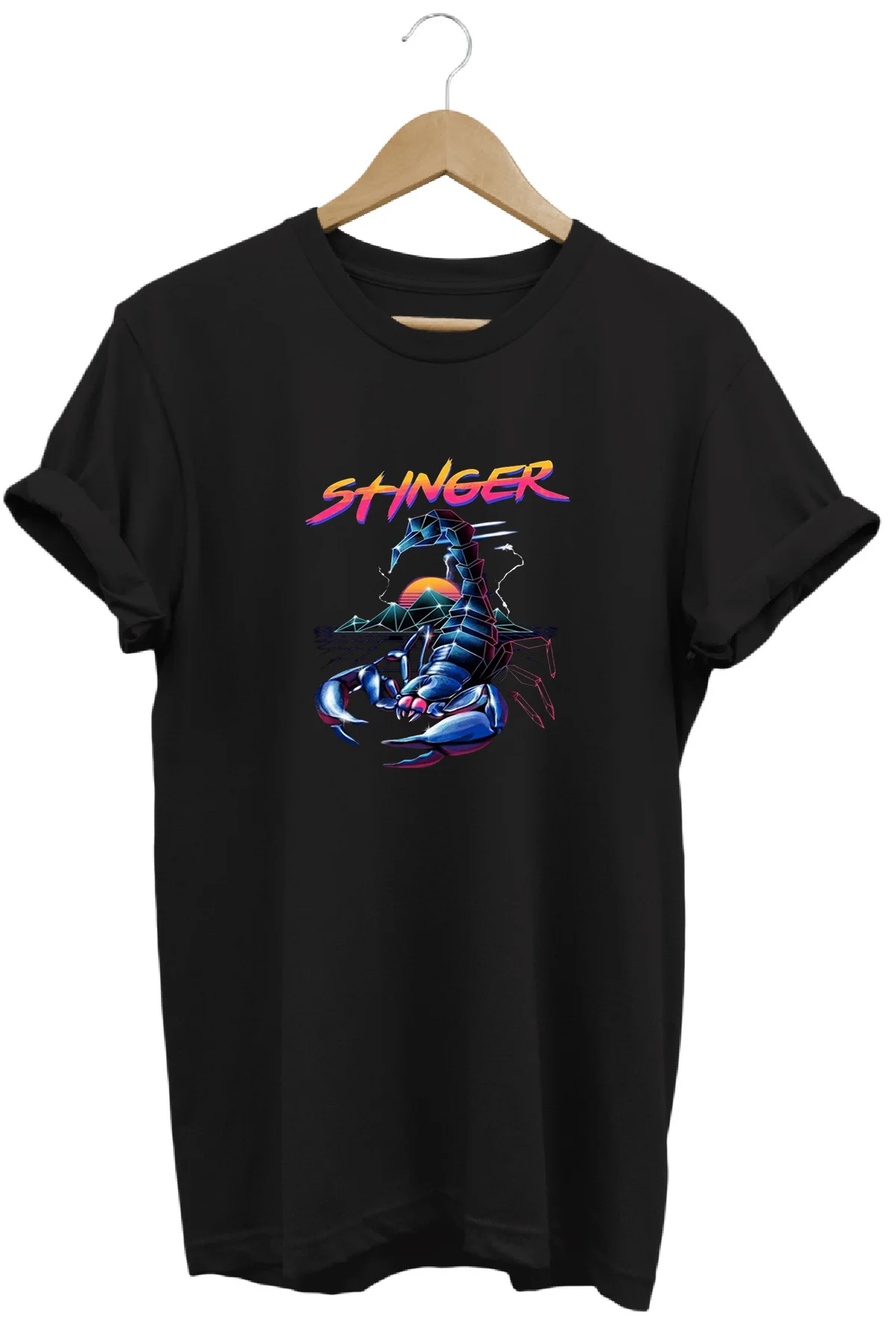 Stinger Akrep Baskılı %100 Pamuk Regular Fit Bisiklet Yaka T-shir
