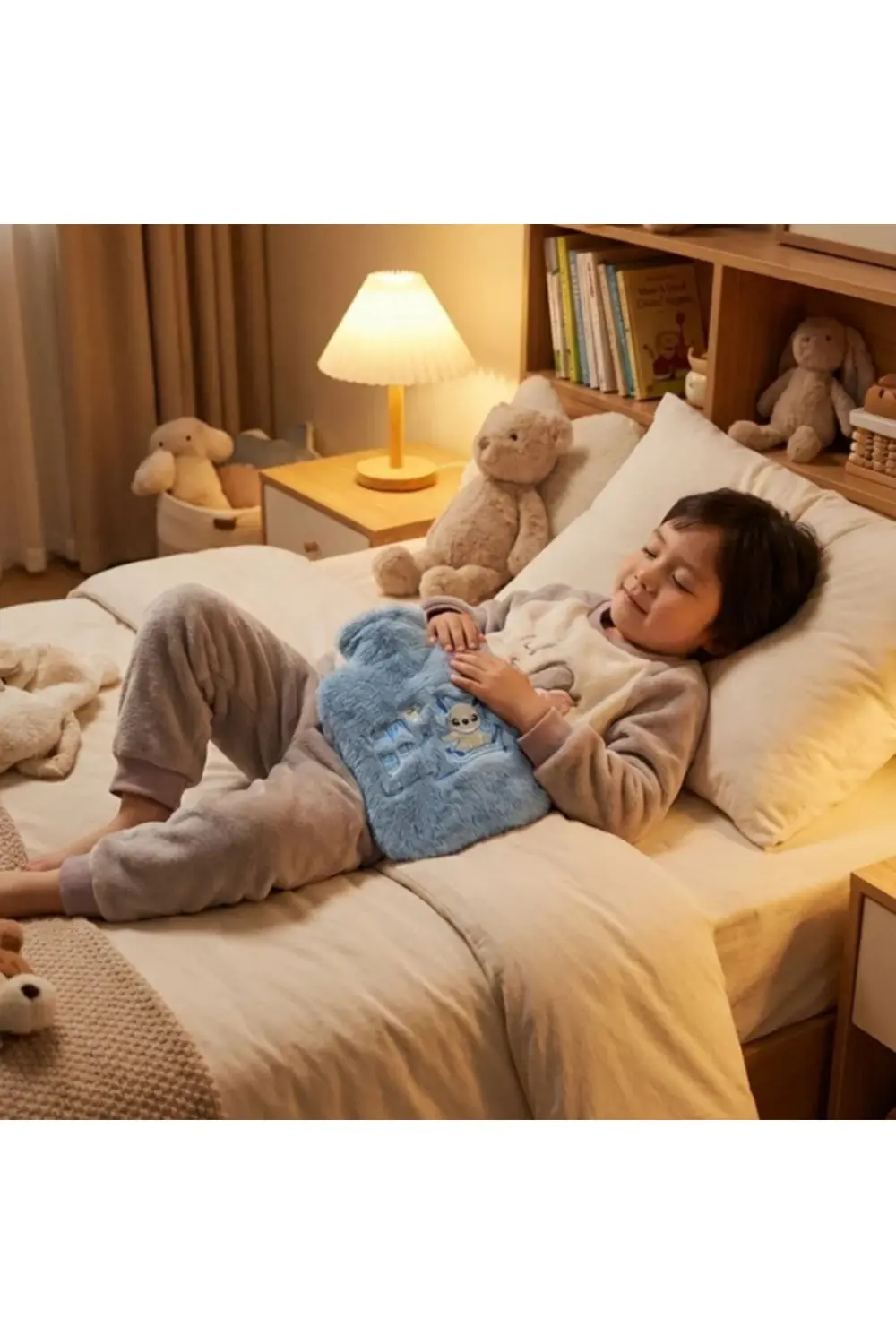 Stitch Figürlü Gri Peluş Sıcak Su Torbası 1 Litre