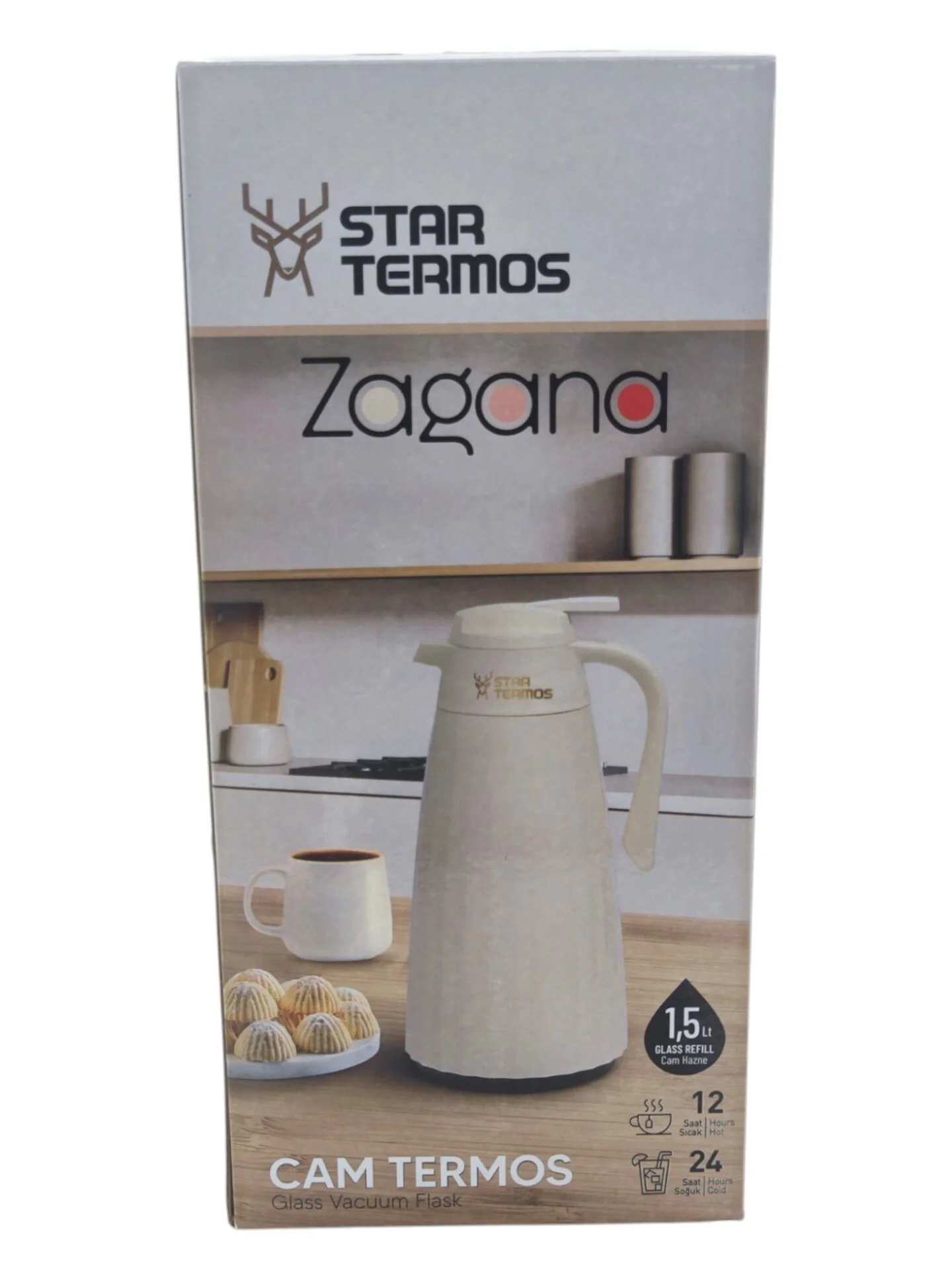 STK-6162   Star Zagana Serisi Cam Termos 1.5lt