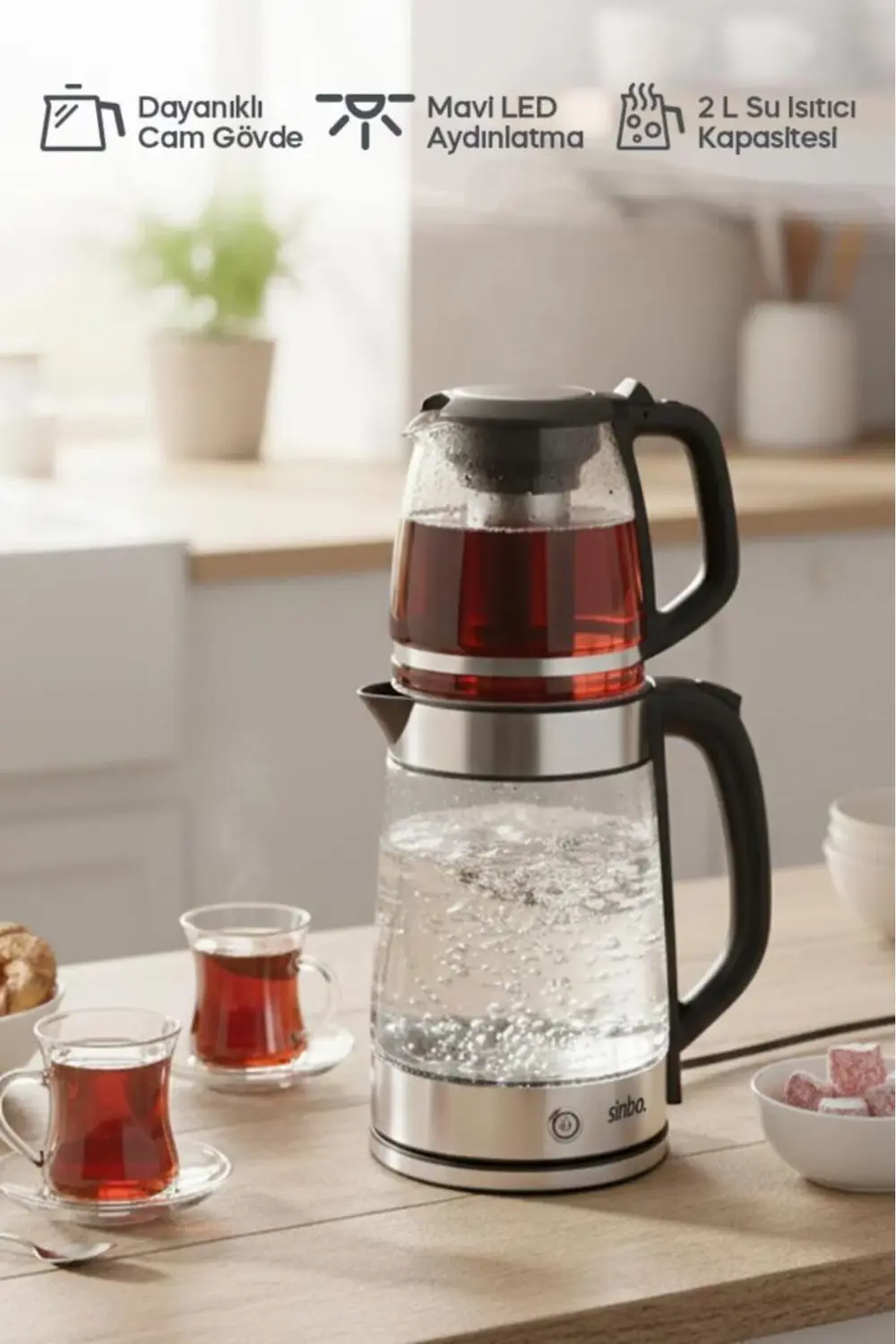 - STM-5848 Elektrikli Cam Çay Makinesi 1500 W