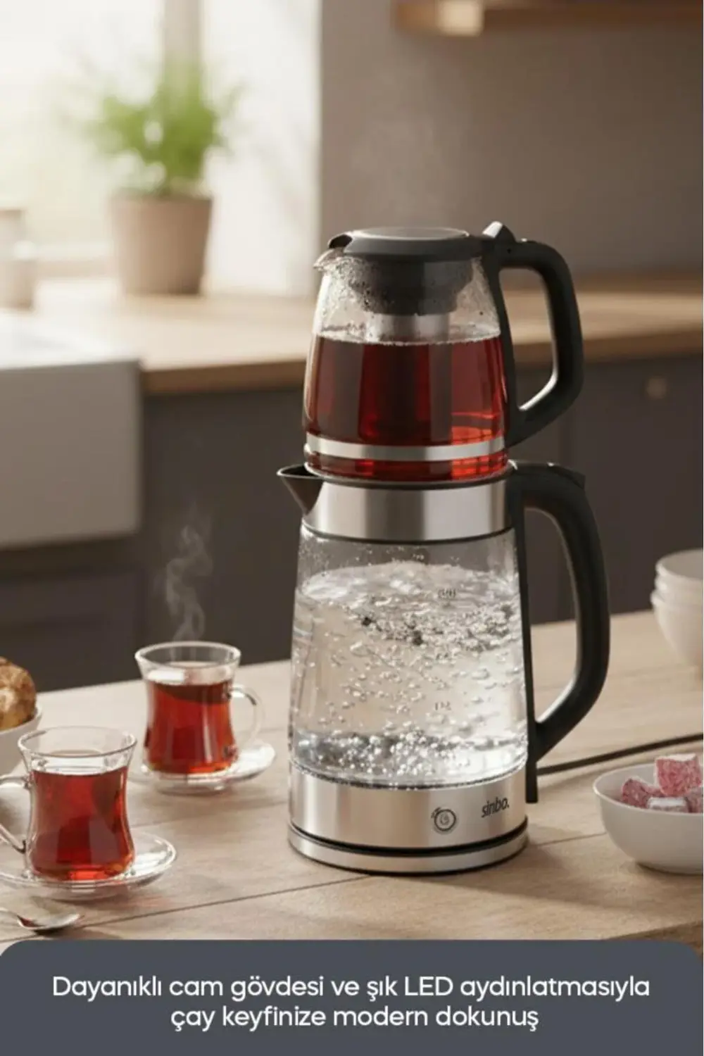 - STM-5848 Elektrikli Cam Çay Makinesi 1500 W