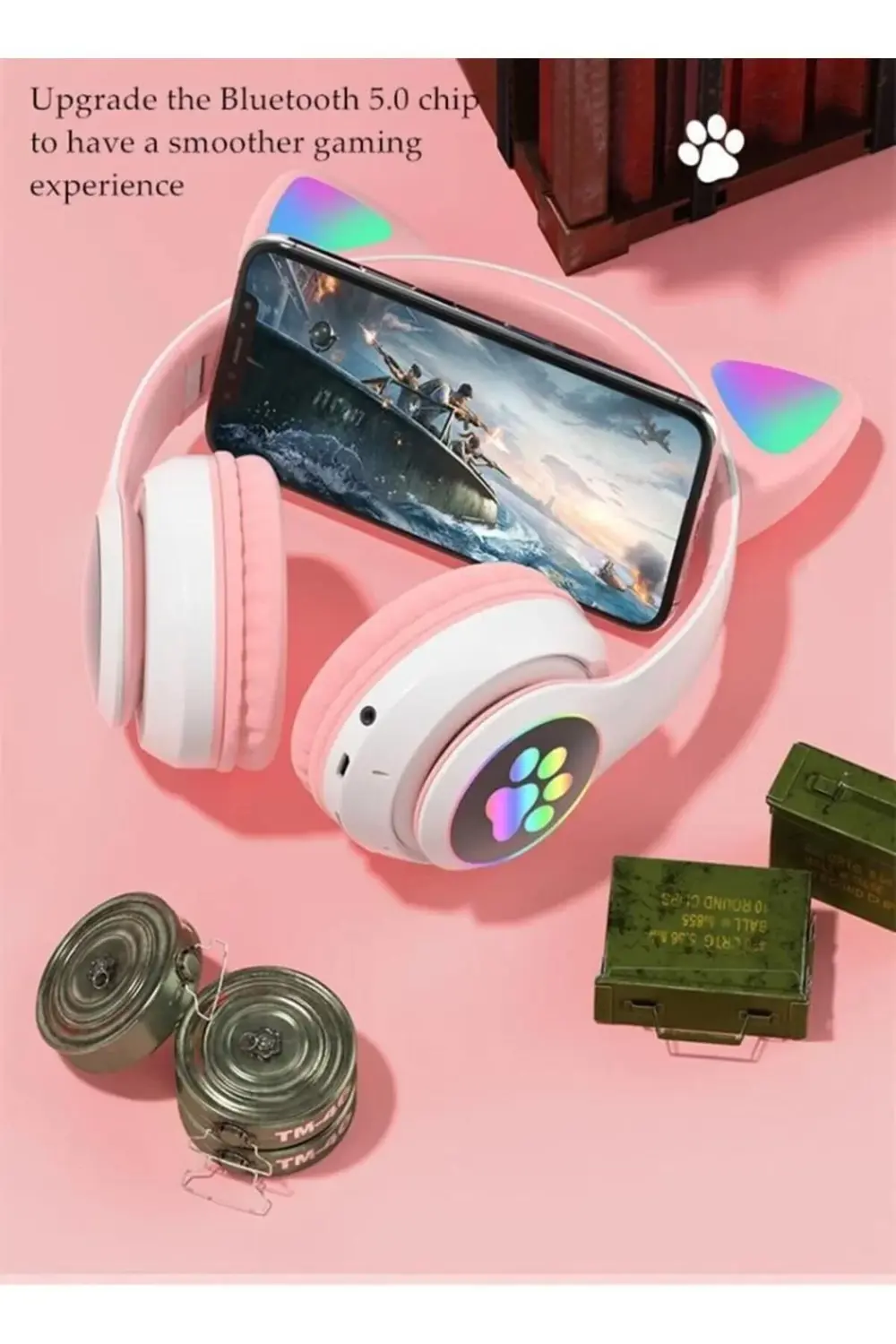 STN-28 Pembe Kulak Üstü Kablosuz Bluetooth Kulaklık