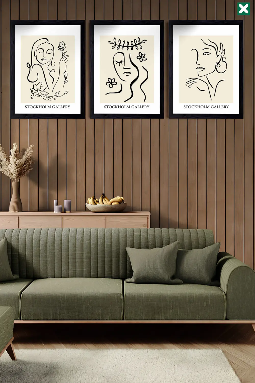 Stockhom Gallery Duvar Dekoru 3'lü Set Çerçeve Görünümlü Modern M
