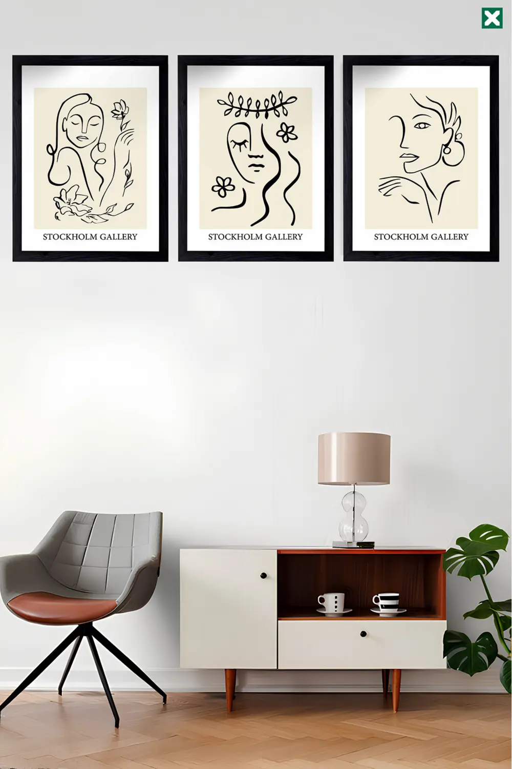Stockhom Gallery Duvar Dekoru 3'lü Set Çerçeve Görünümlü Modern M