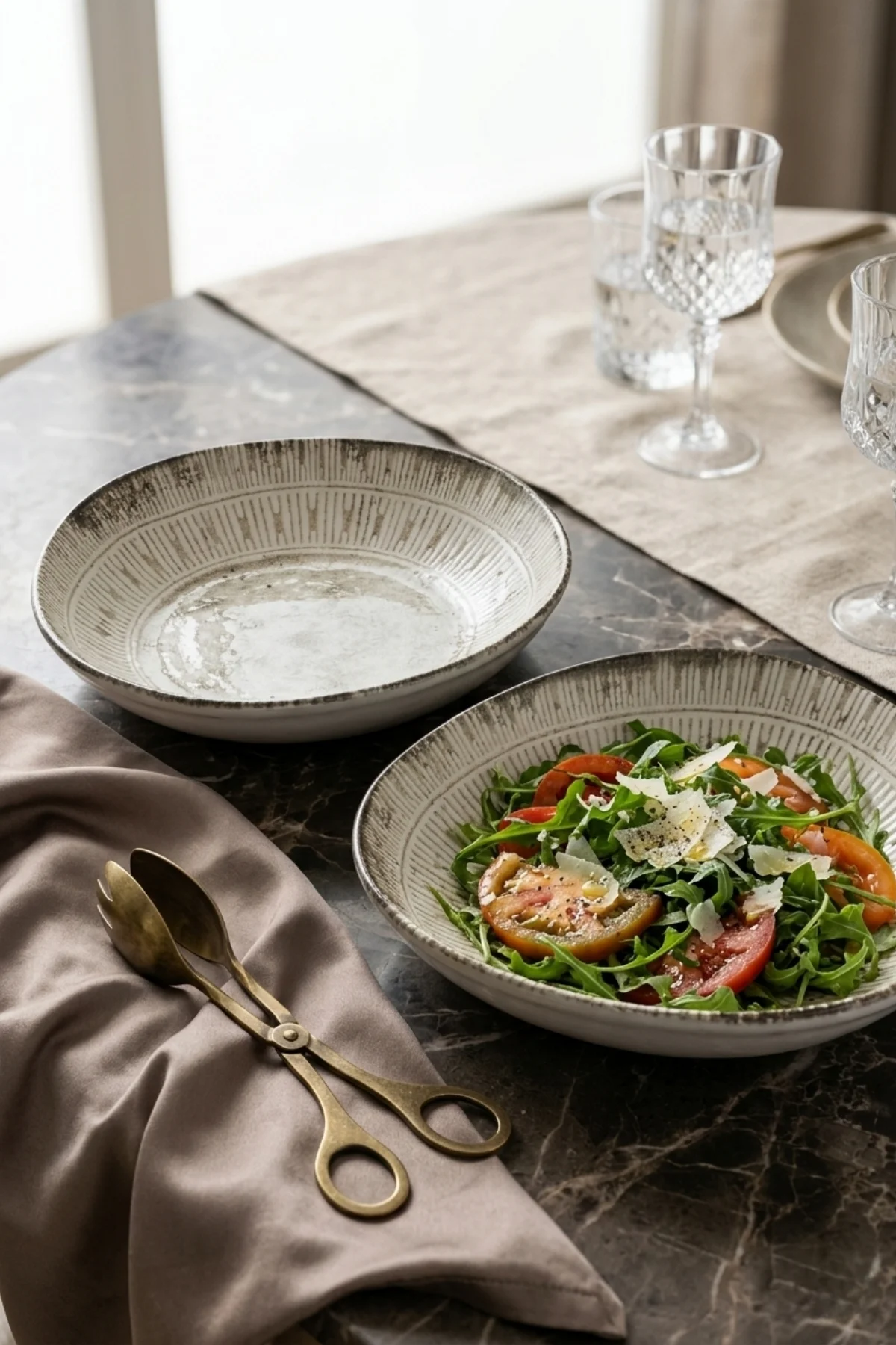 Stonecraft Trior Çukur Salata Kasesi Tabağı 22 cm 2 Adet Profesyonel Horeca Serisi